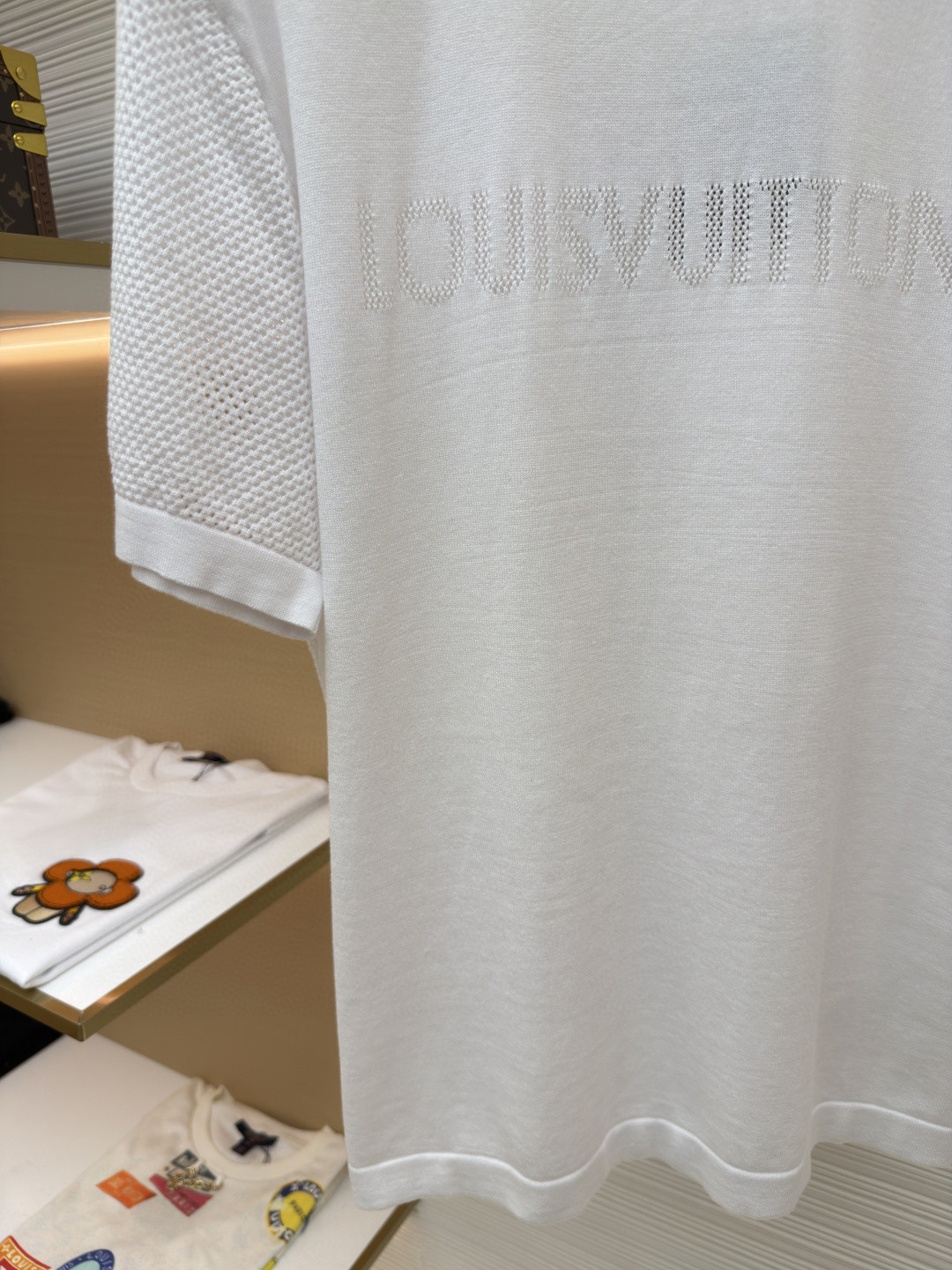 LOUIS VUITTON 路易威登 LV 字母提花网眼针织短袖 T恤 夏款 白色 B0
