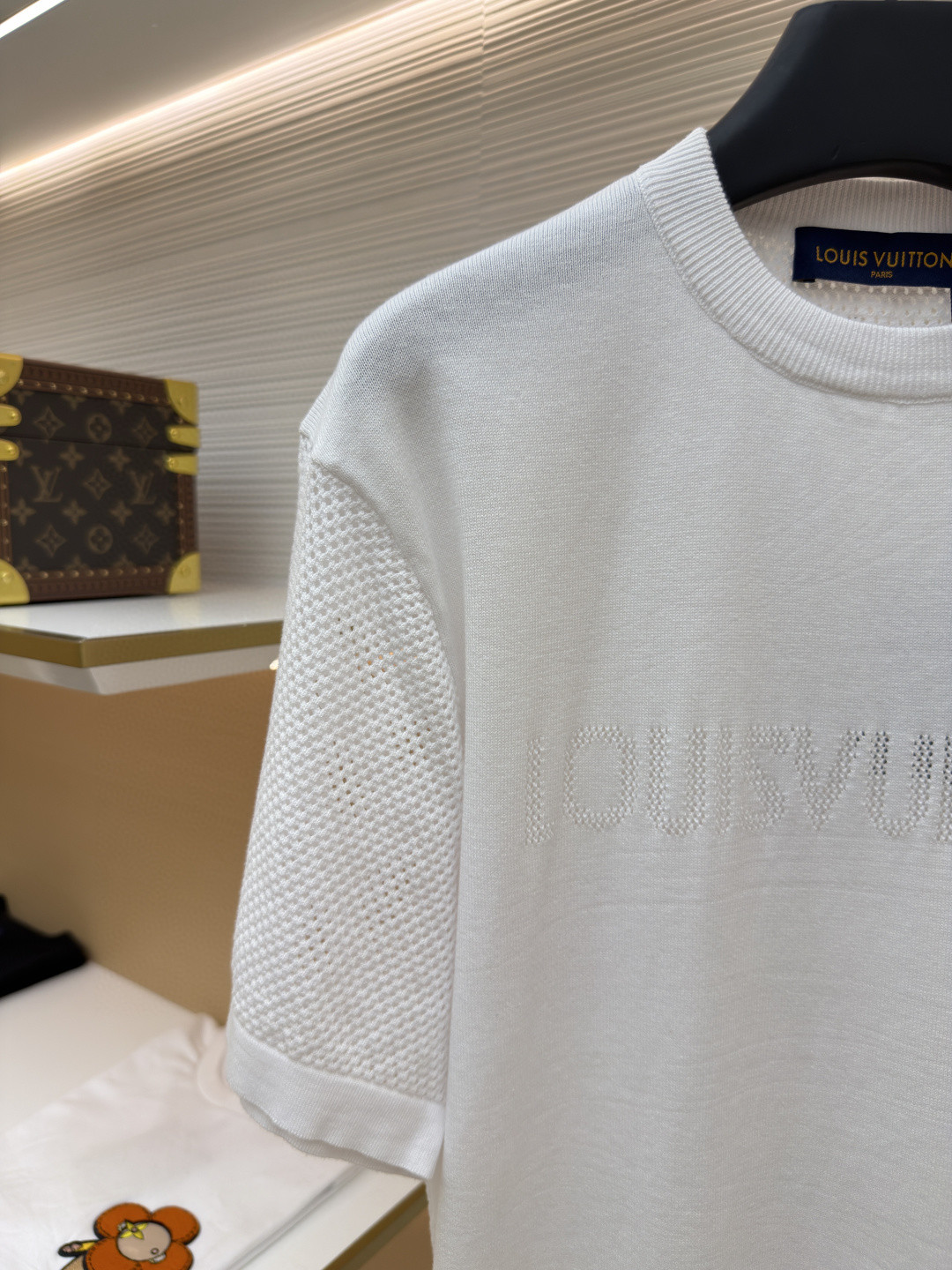 LOUIS VUITTON 路易威登 LV 字母提花网眼针织短袖 T恤 夏款 白色 B0
