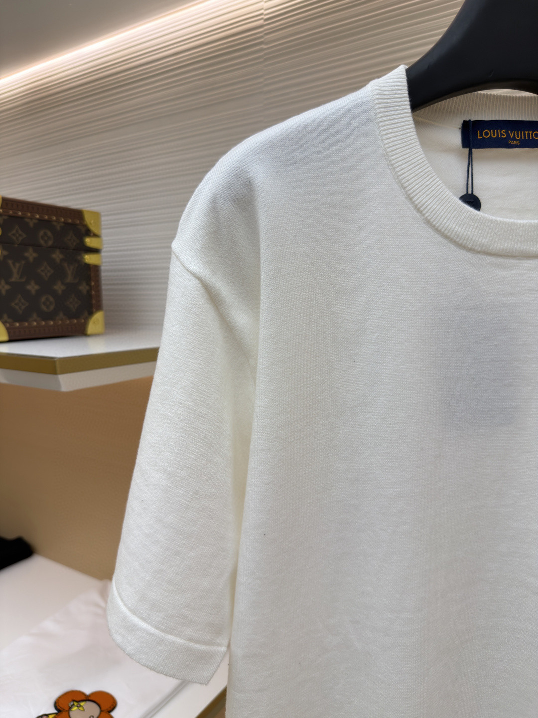LOUIS VUITTON 路易威登 LV 纯色锦纶嵌饰针织圆领短袖 夏款 白色 黑色 蓝色 B0 1AHVQ0