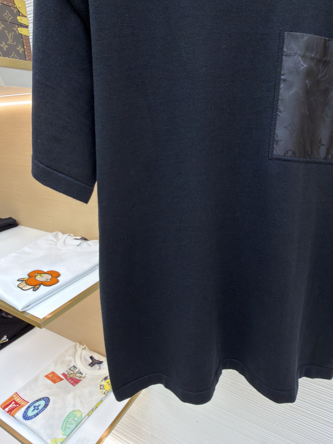 LOUIS VUITTON 路易威登 LV 纯色锦纶嵌饰针织圆领短袖 夏款 白色 黑色 蓝色 B0 1AHVQ0