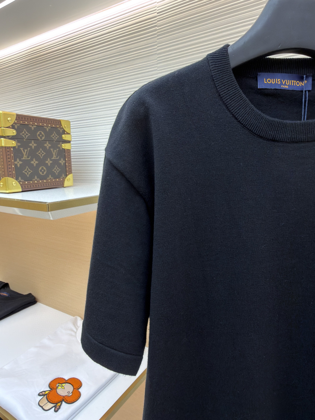 LOUIS VUITTON 路易威登 LV 纯色锦纶嵌饰针织圆领短袖 夏款 白色 黑色 蓝色 B0 1AHVQ0