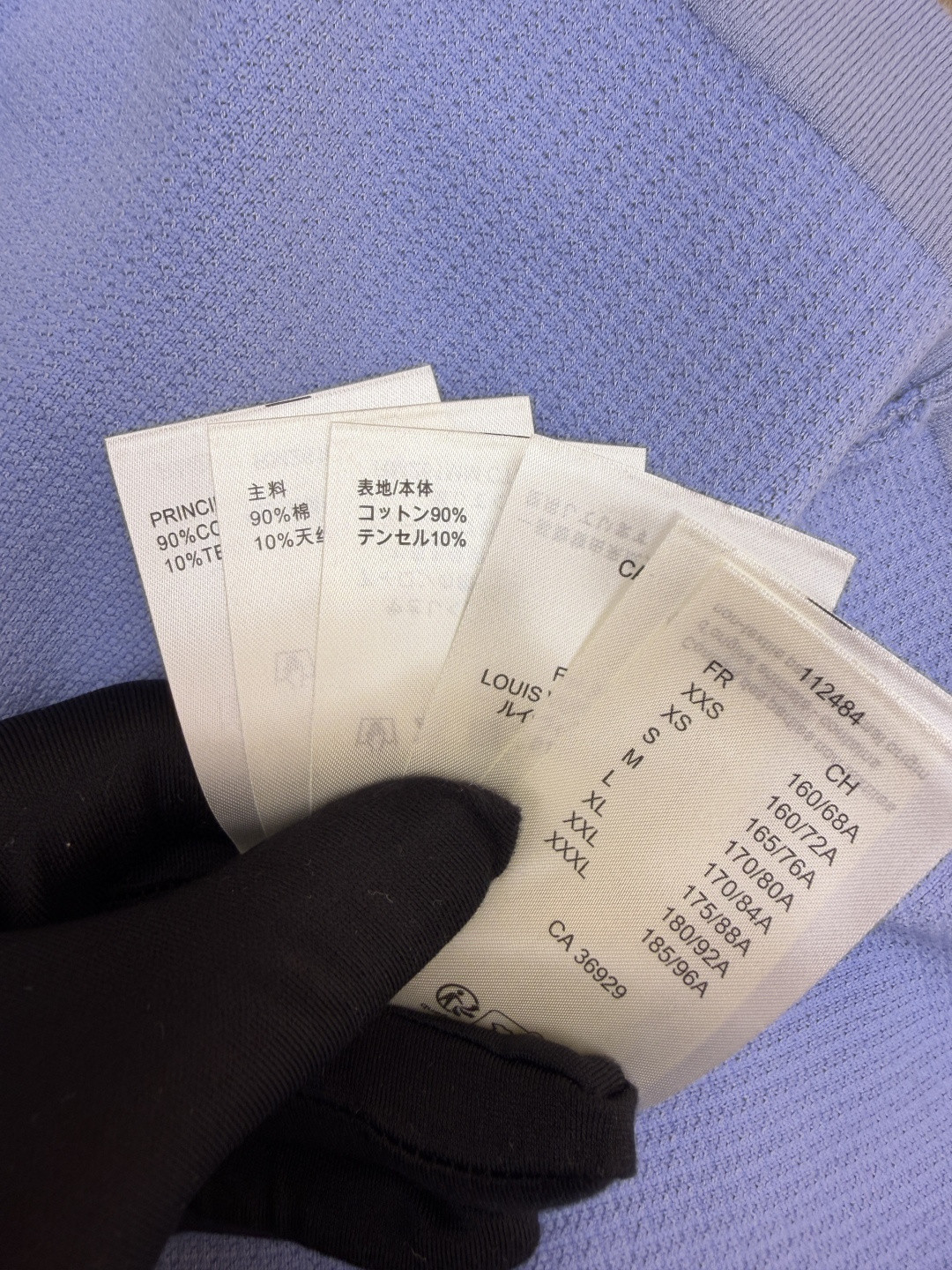 LOUIS VUITTON 路易威登 LV 口袋字母拼色针织衬衫 短袖 夏款 白色 蓝色 B0 1AK6X1