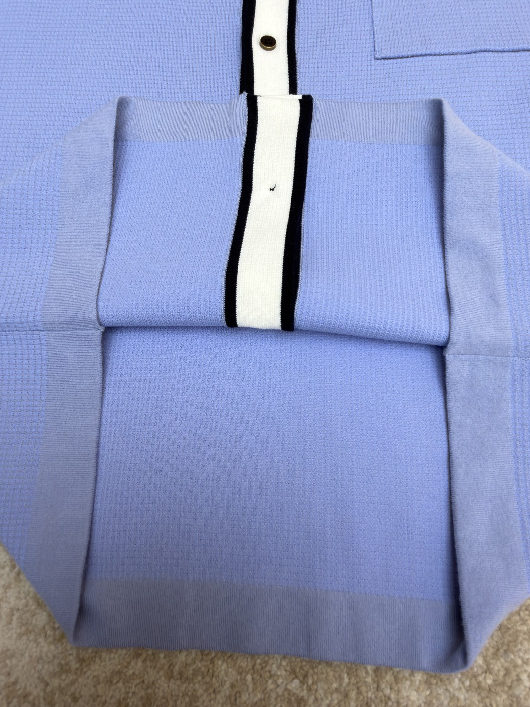 LOUIS VUITTON 路易威登 LV 口袋字母拼色针织衬衫 短袖 夏款 白色 蓝色 B0 1AK6X1