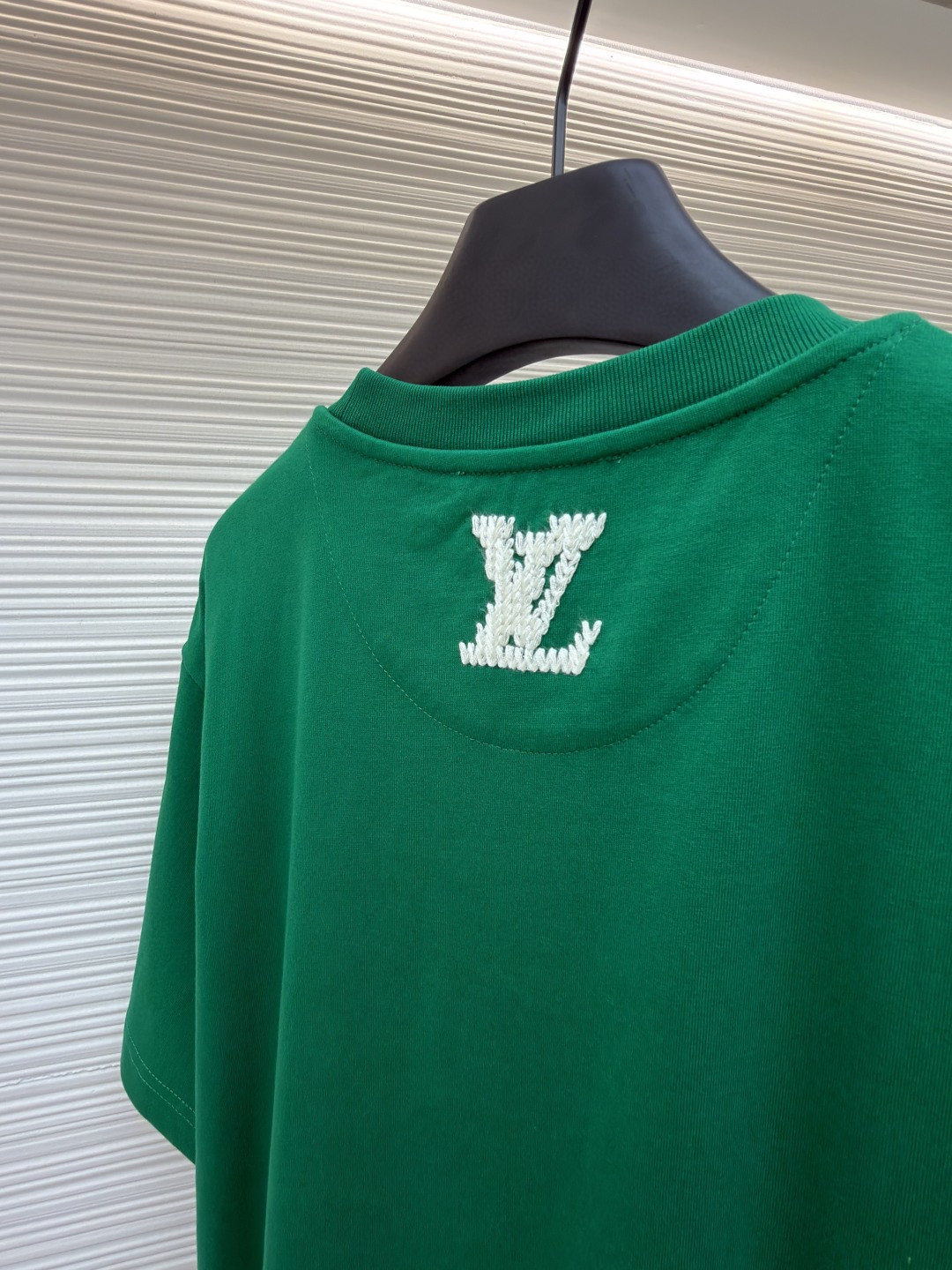 LOUIS VUITTON 路易威登 LV 印花针织圆领短袖 T恤 夏款 绿色 A0
