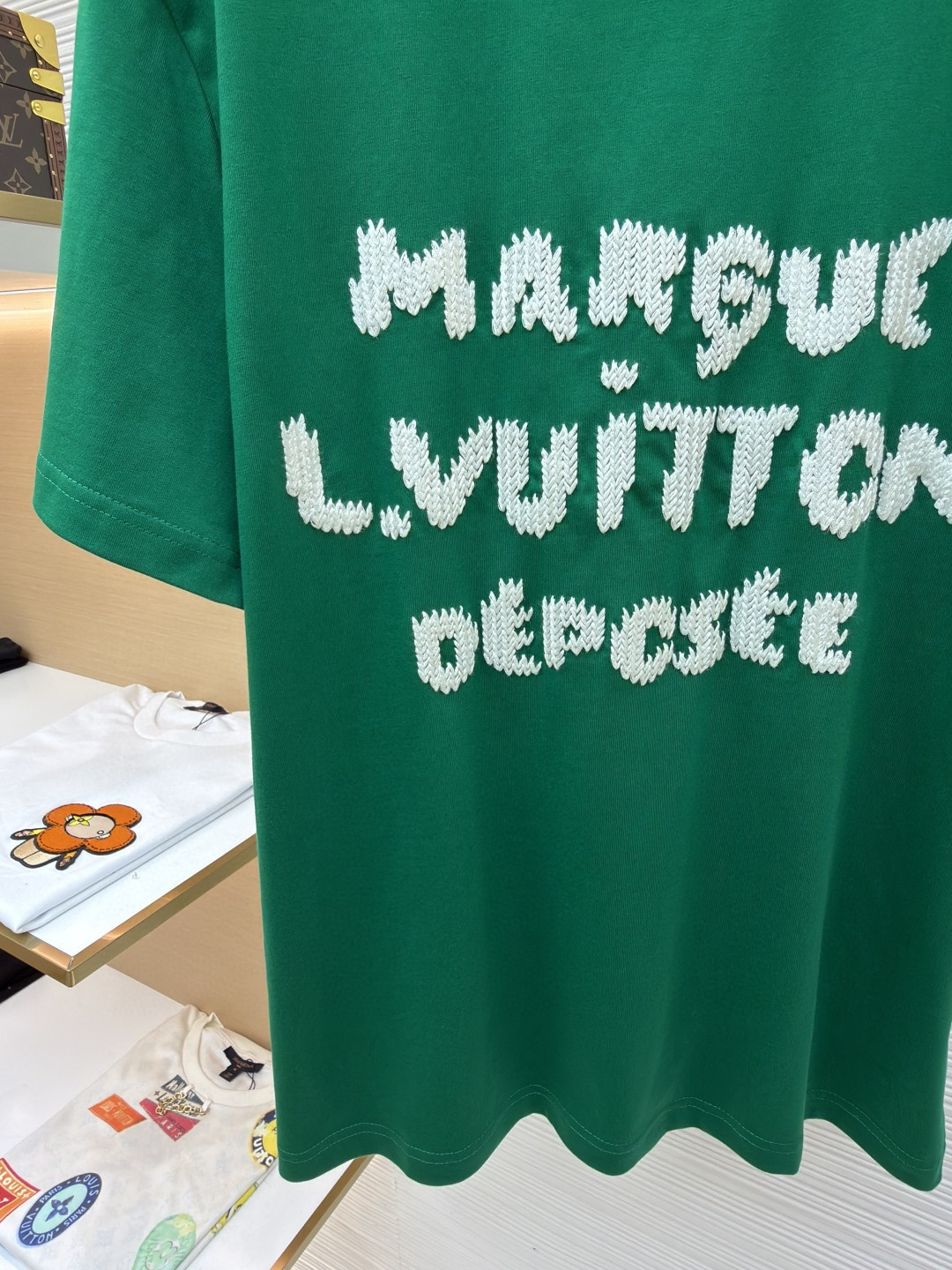 LOUIS VUITTON 路易威登 LV 印花针织圆领短袖 T恤 夏款 绿色 A0