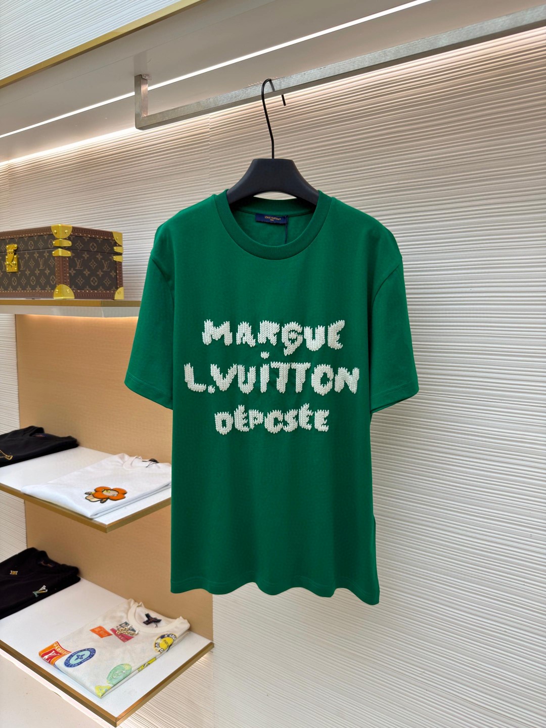 LOUIS VUITTON 路易威登 LV 印花针织圆领短袖 T恤 夏款 绿色 A0