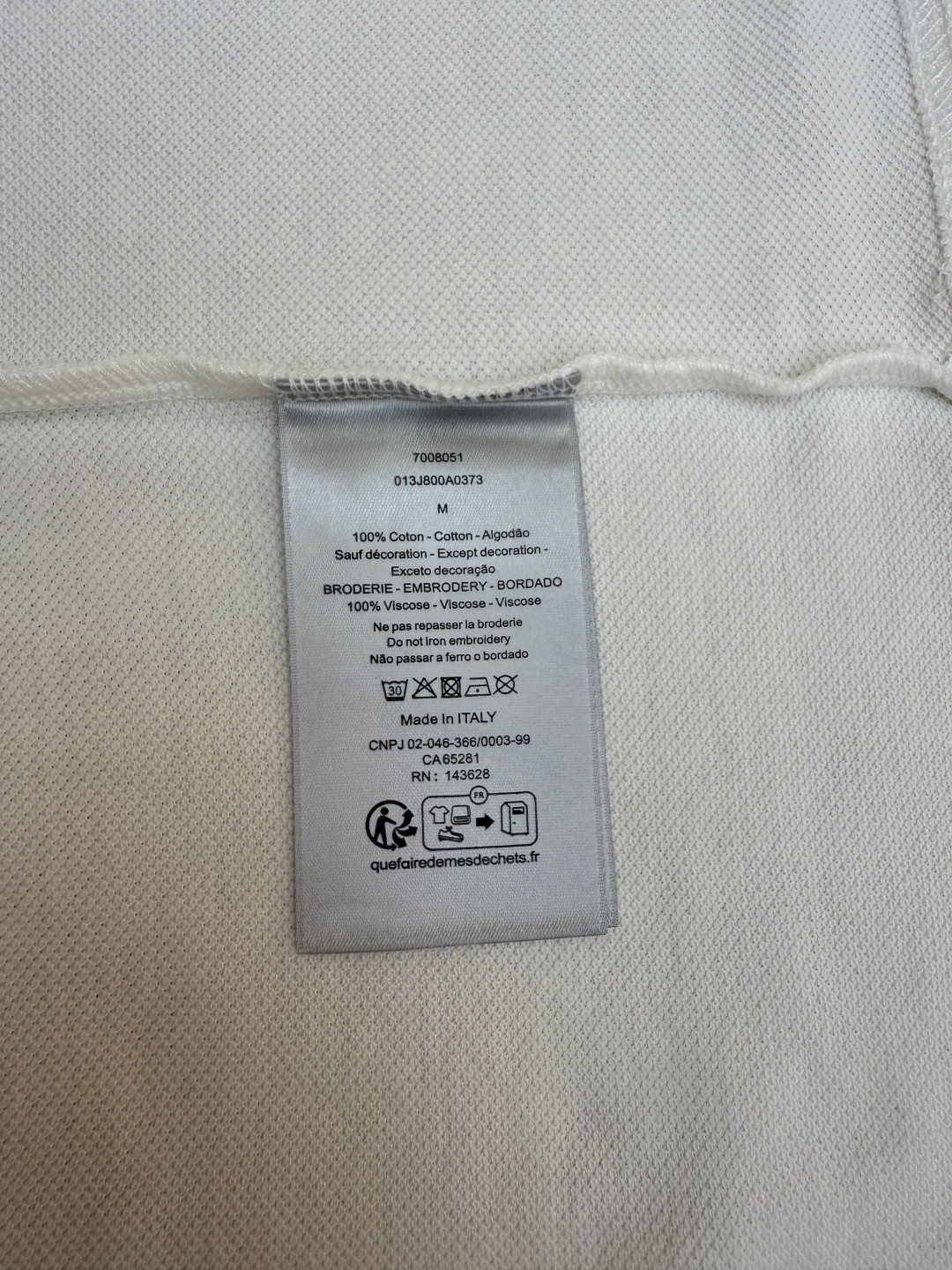 DIOR 迪奥 CD字母刺绣Polo衫 短袖 T恤 夏季 白色 黑色 A5 013J800A0373-C080
