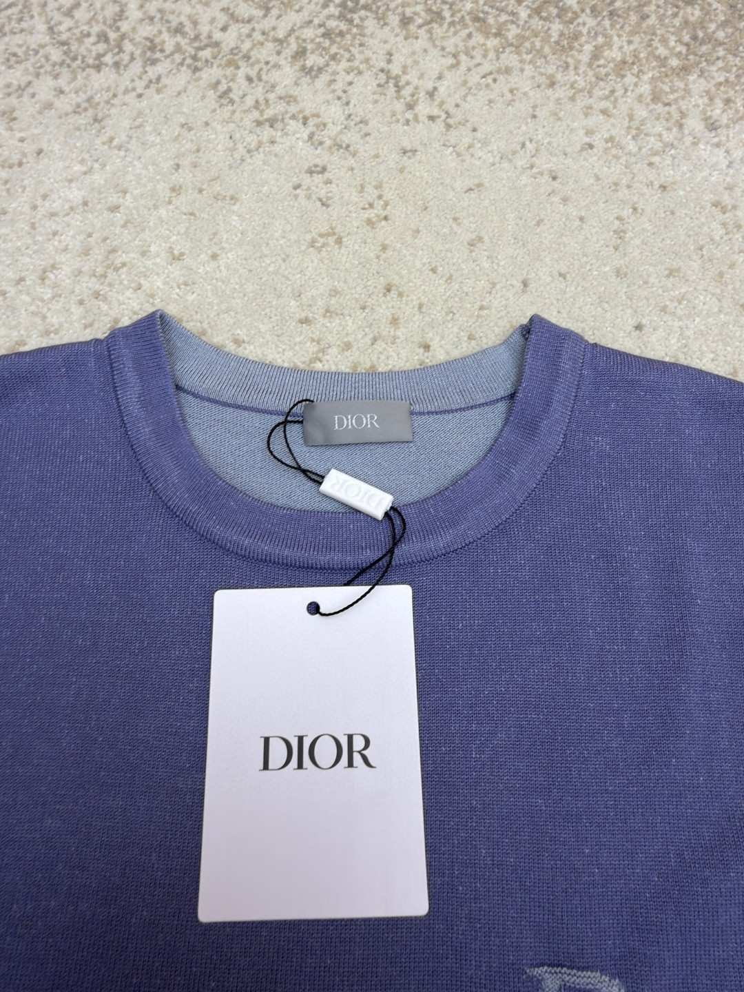 DIOR 迪奥 Christian标识针织圆领短袖 针织衫 T恤 夏季 蓝色 A7 