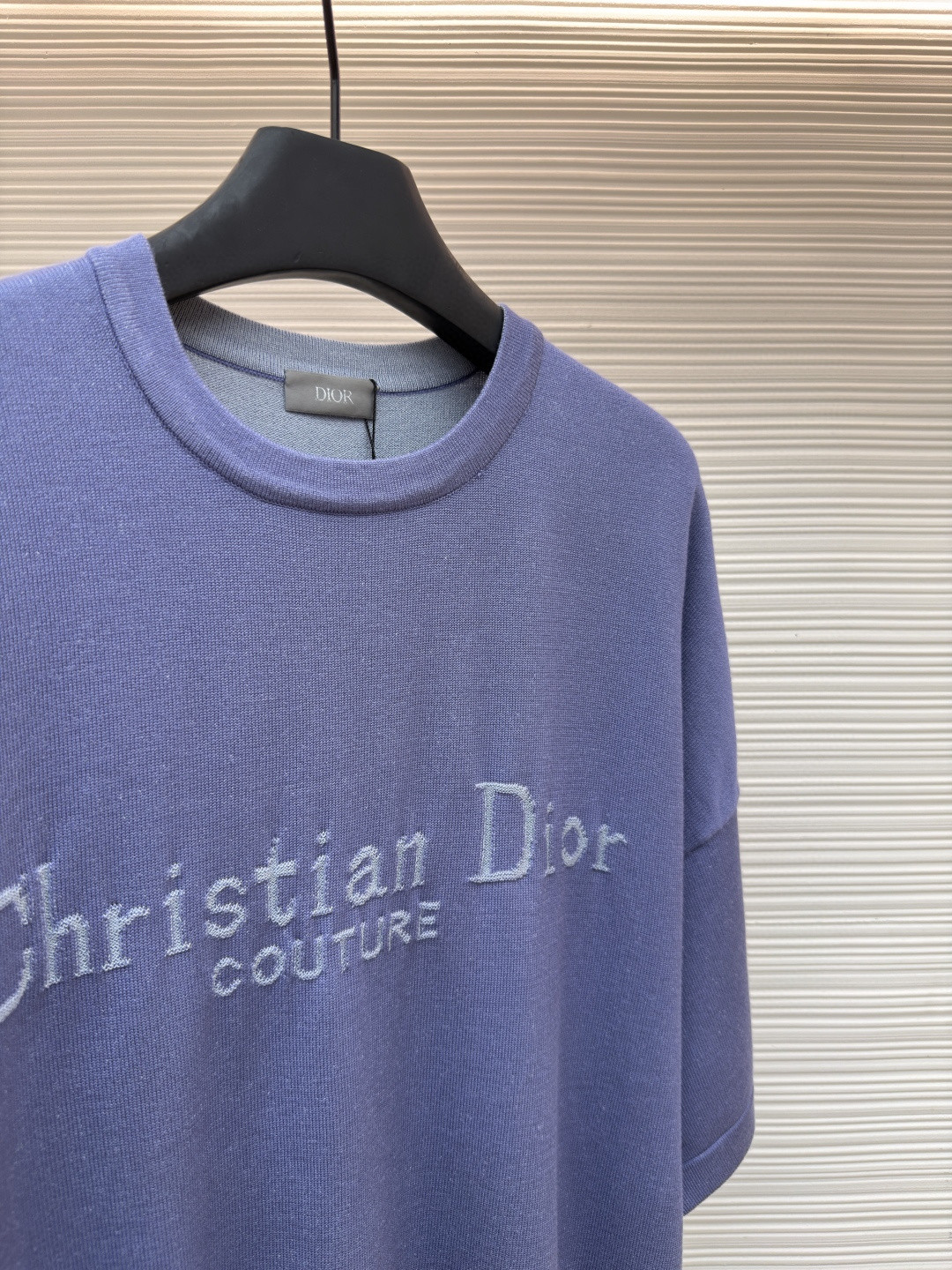 DIOR 迪奥 Christian标识针织圆领短袖 针织衫 T恤 夏季 蓝色 A7 