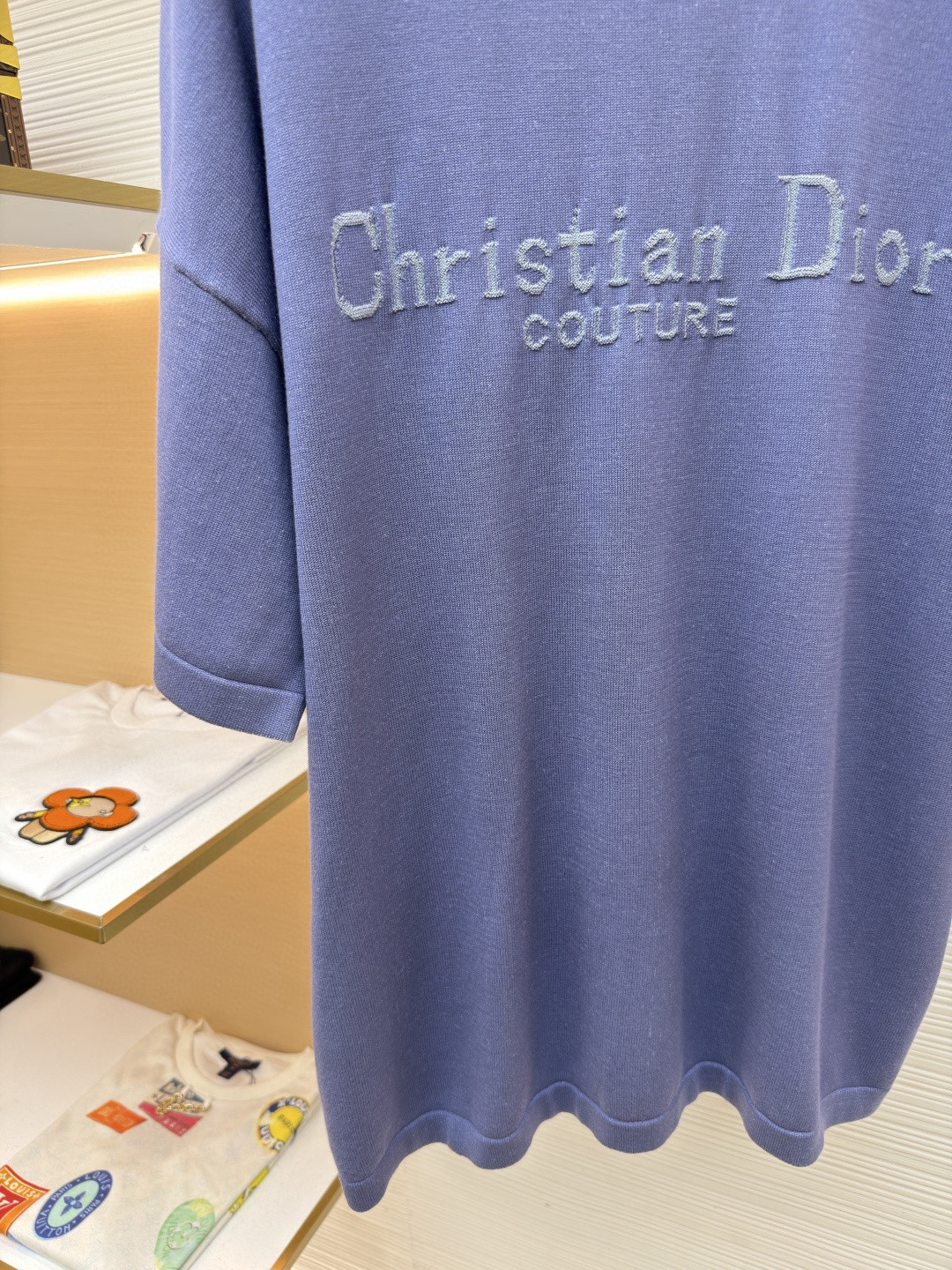 DIOR 迪奥 Christian标识针织圆领短袖 针织衫 T恤 夏季 蓝色 A7 