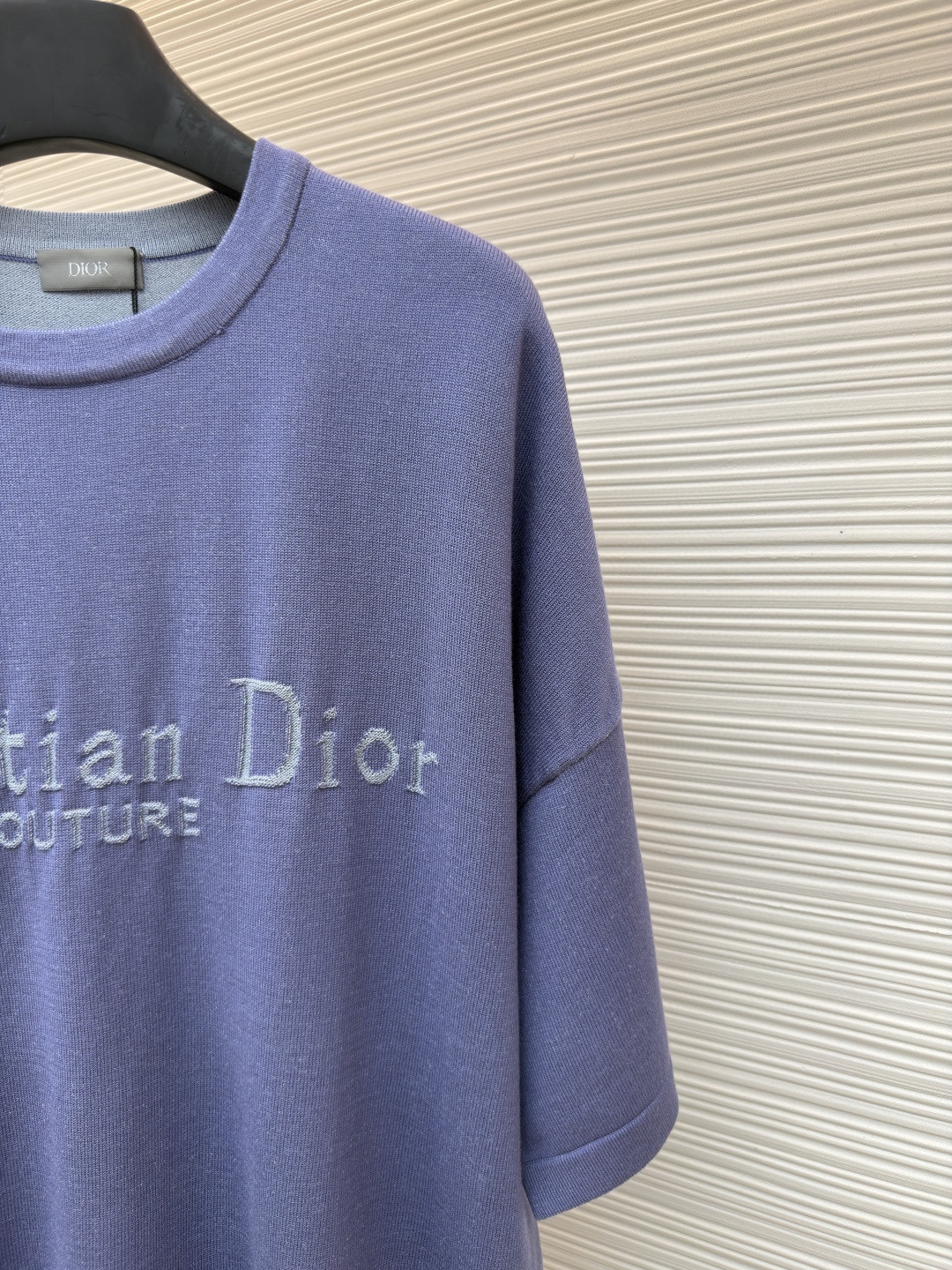 DIOR 迪奥 Christian标识针织圆领短袖 针织衫 T恤 夏季 蓝色 A7 
