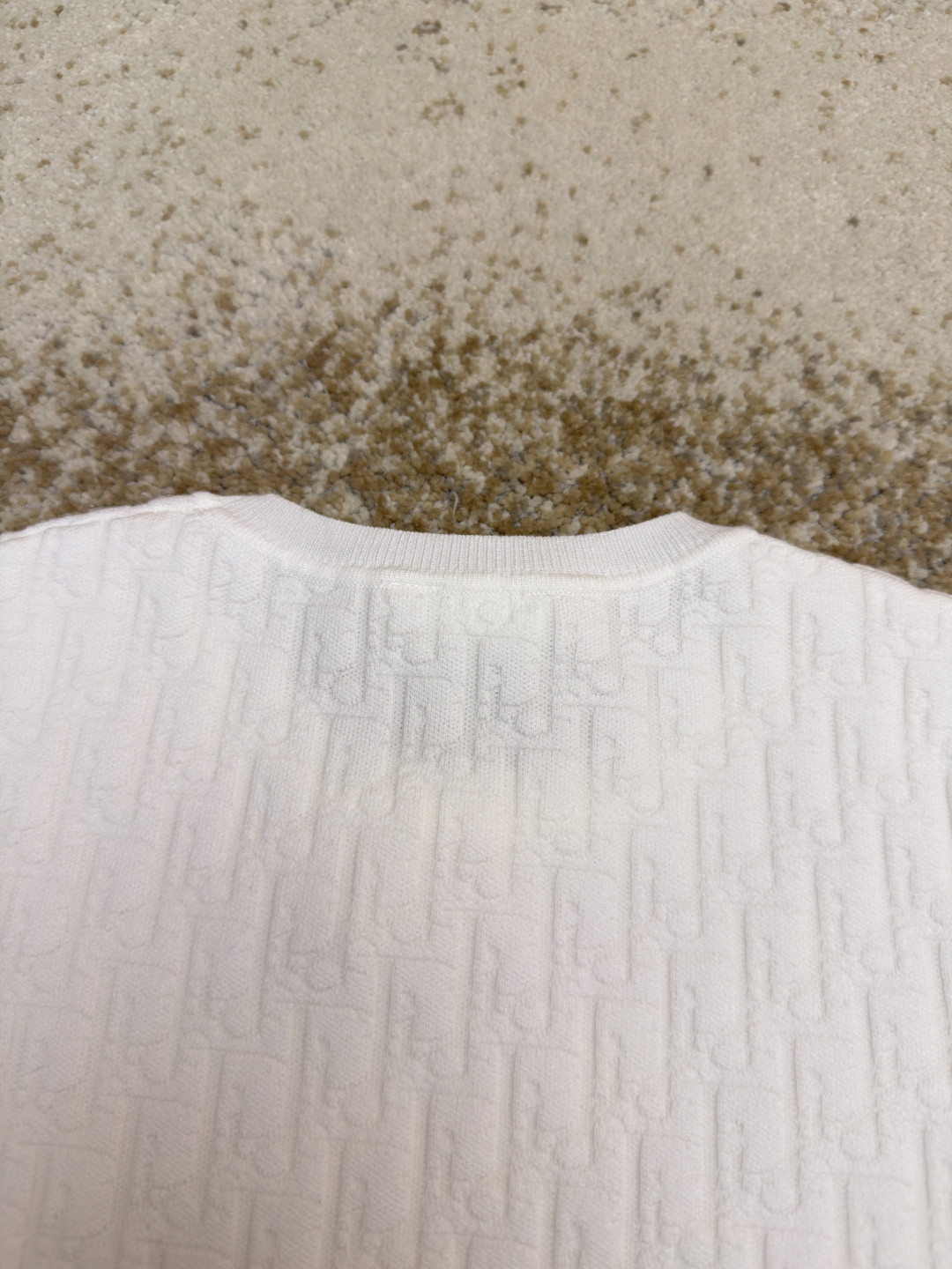 DIOR 迪奥 满印挂饰针织毛衣圆领短袖 T恤 夏季 女款 白色 蓝色 B0 624S24A5E33-X0400