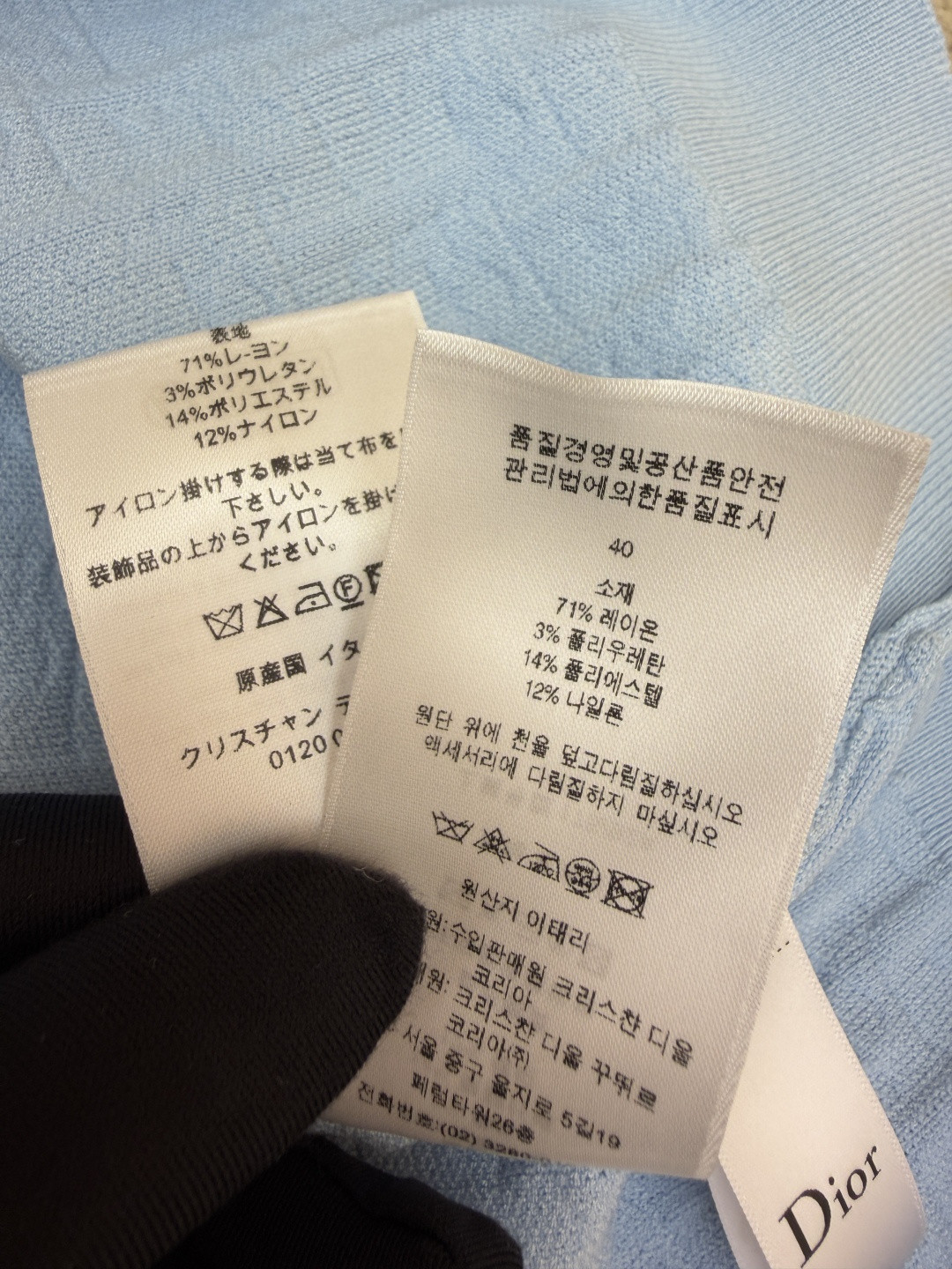 DIOR 迪奥 满印挂饰针织毛衣圆领短袖 T恤 夏季 女款 白色 蓝色 B0 624S24A5E33-X0400
