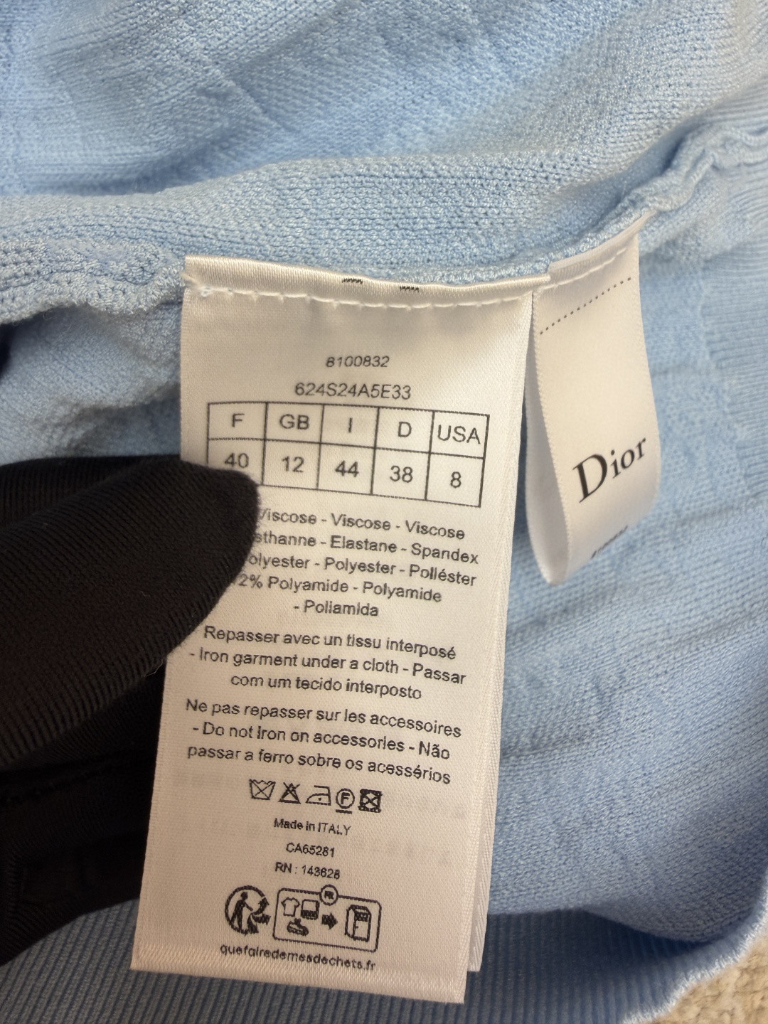 DIOR 迪奥 满印挂饰针织毛衣圆领短袖 T恤 夏季 女款 白色 蓝色 B0 624S24A5E33-X0400
