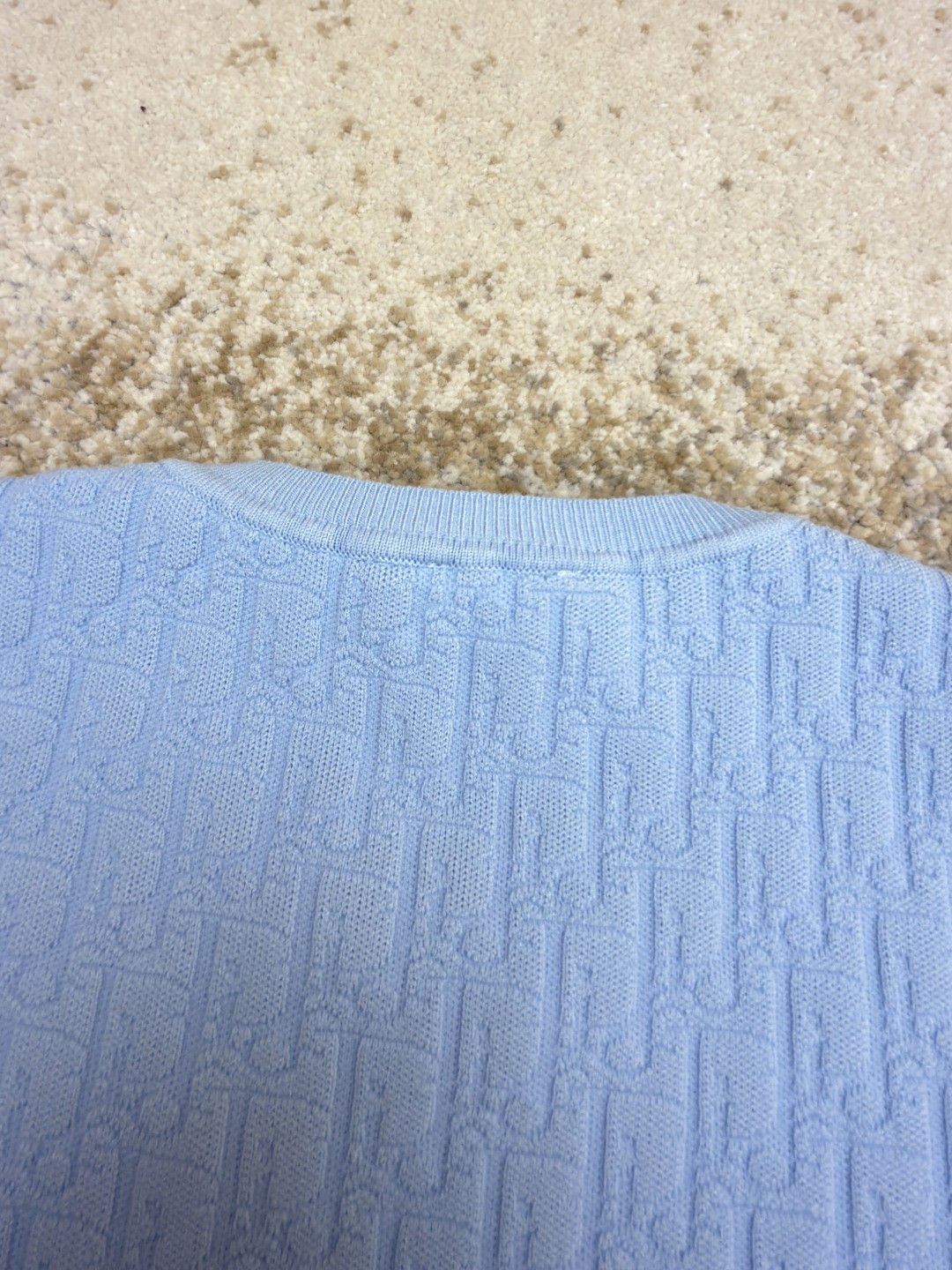 DIOR 迪奥 满印挂饰针织毛衣圆领短袖 T恤 夏季 女款 白色 蓝色 B0 624S24A5E33-X0400