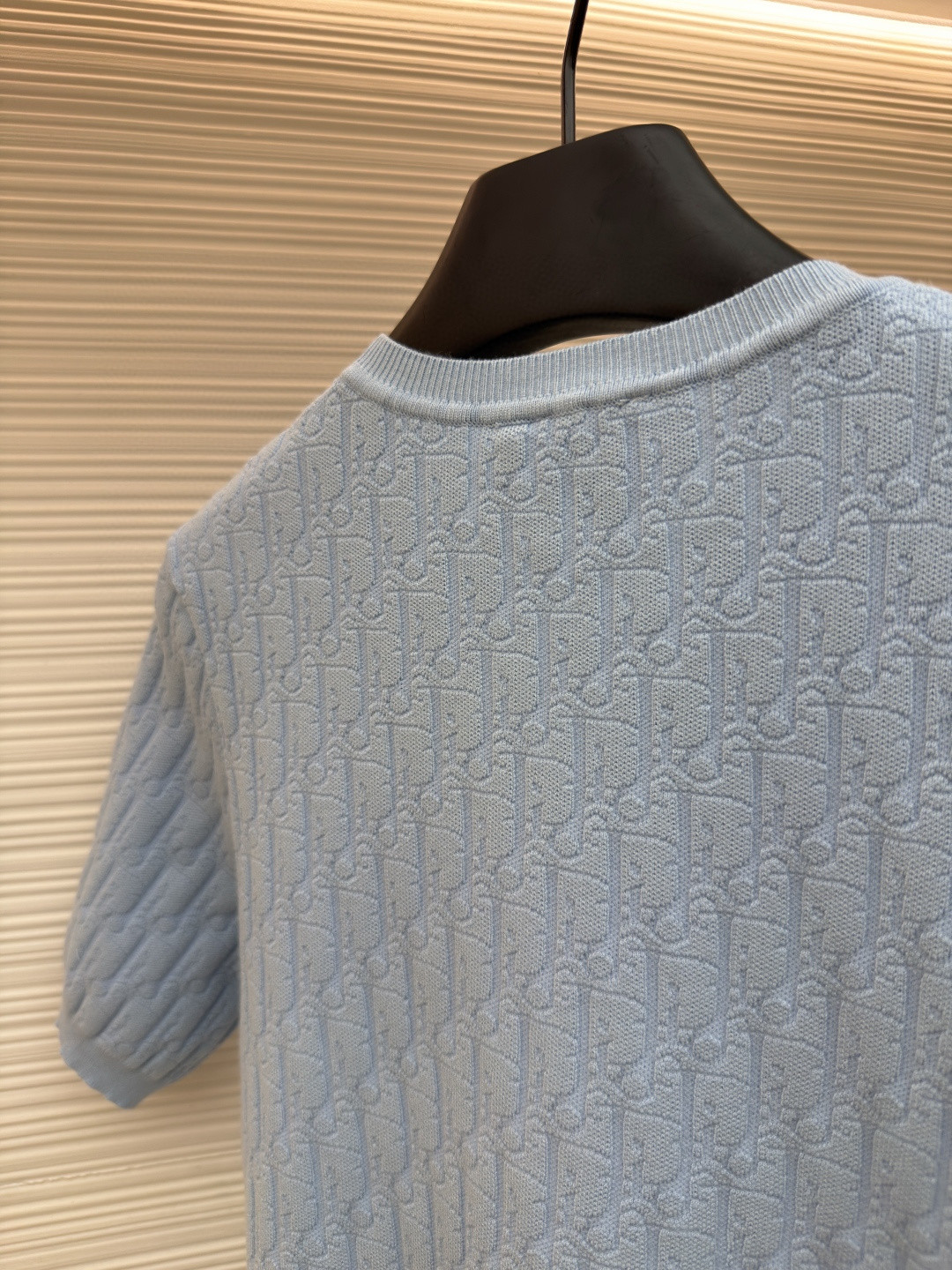DIOR 迪奥 满印挂饰针织毛衣圆领短袖 T恤 夏季 女款 白色 蓝色 B0 624S24A5E33-X0400