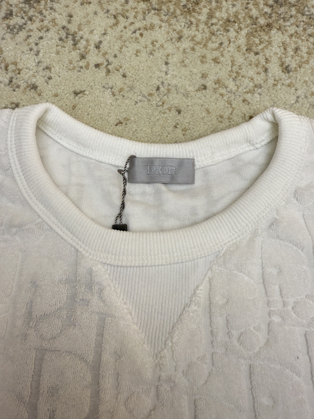 DIOR 迪奥 满印毛巾布圆领短袖 T恤 夏季 白色 黑色 A0 483J696B0554-C582