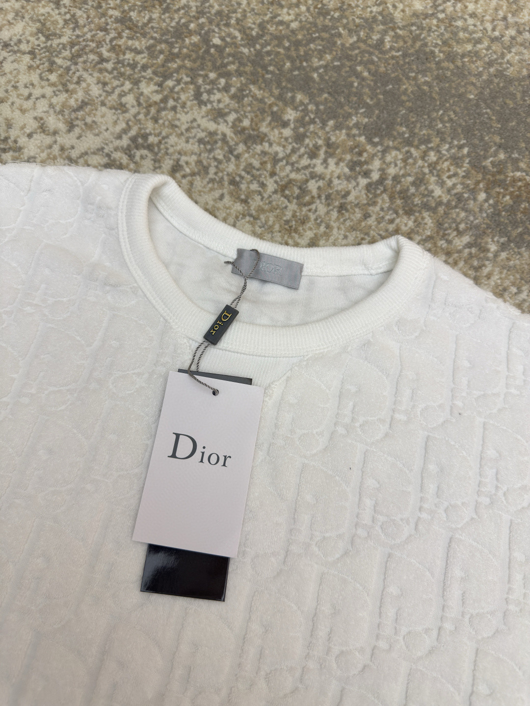 DIOR 迪奥 满印毛巾布圆领短袖 T恤 夏季 白色 黑色 A0 483J696B0554-C582