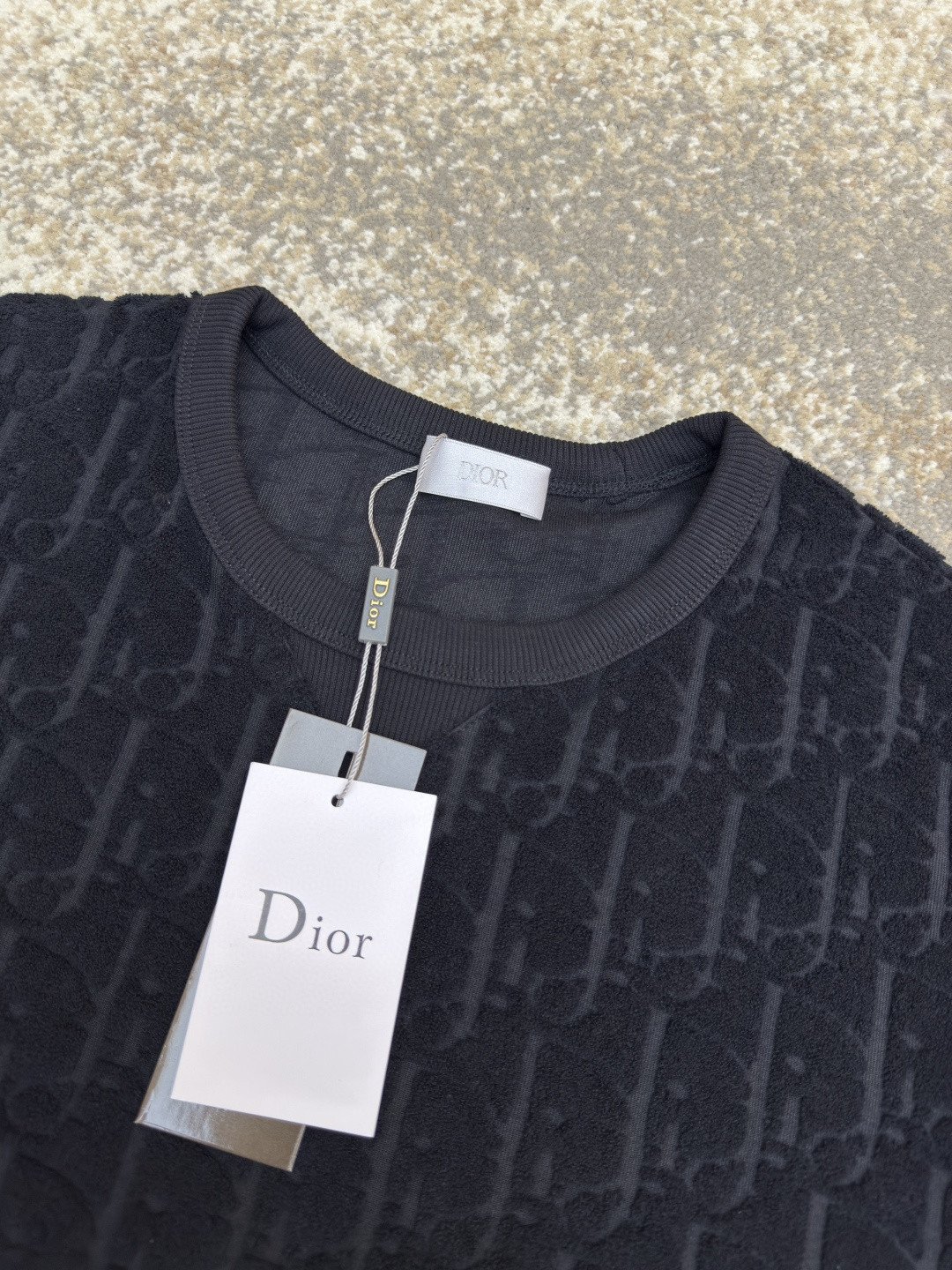 DIOR 迪奥 满印毛巾布圆领短袖 T恤 夏季 白色 黑色 A0 483J696B0554-C582