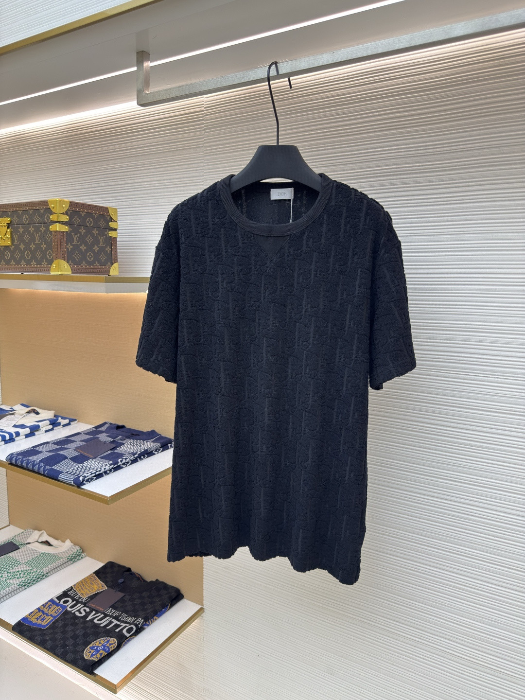 DIOR 迪奥 满印毛巾布圆领短袖 T恤 夏季 白色 黑色 A0 483J696B0554-C582