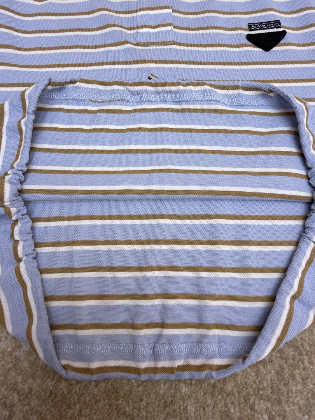 PRADA 普拉达 三角徽标条纹Polo衫 短袖 T恤 女款 夏季 蓝色 A7 39609-16WC-F0KO4-S-OOO