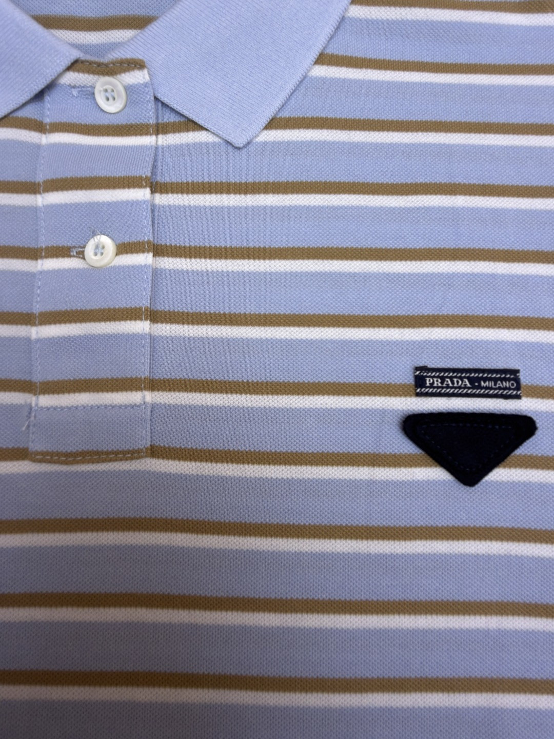 PRADA 普拉达 三角徽标条纹Polo衫 短袖 T恤 女款 夏季 蓝色 A7 39609-16WC-F0KO4-S-OOO