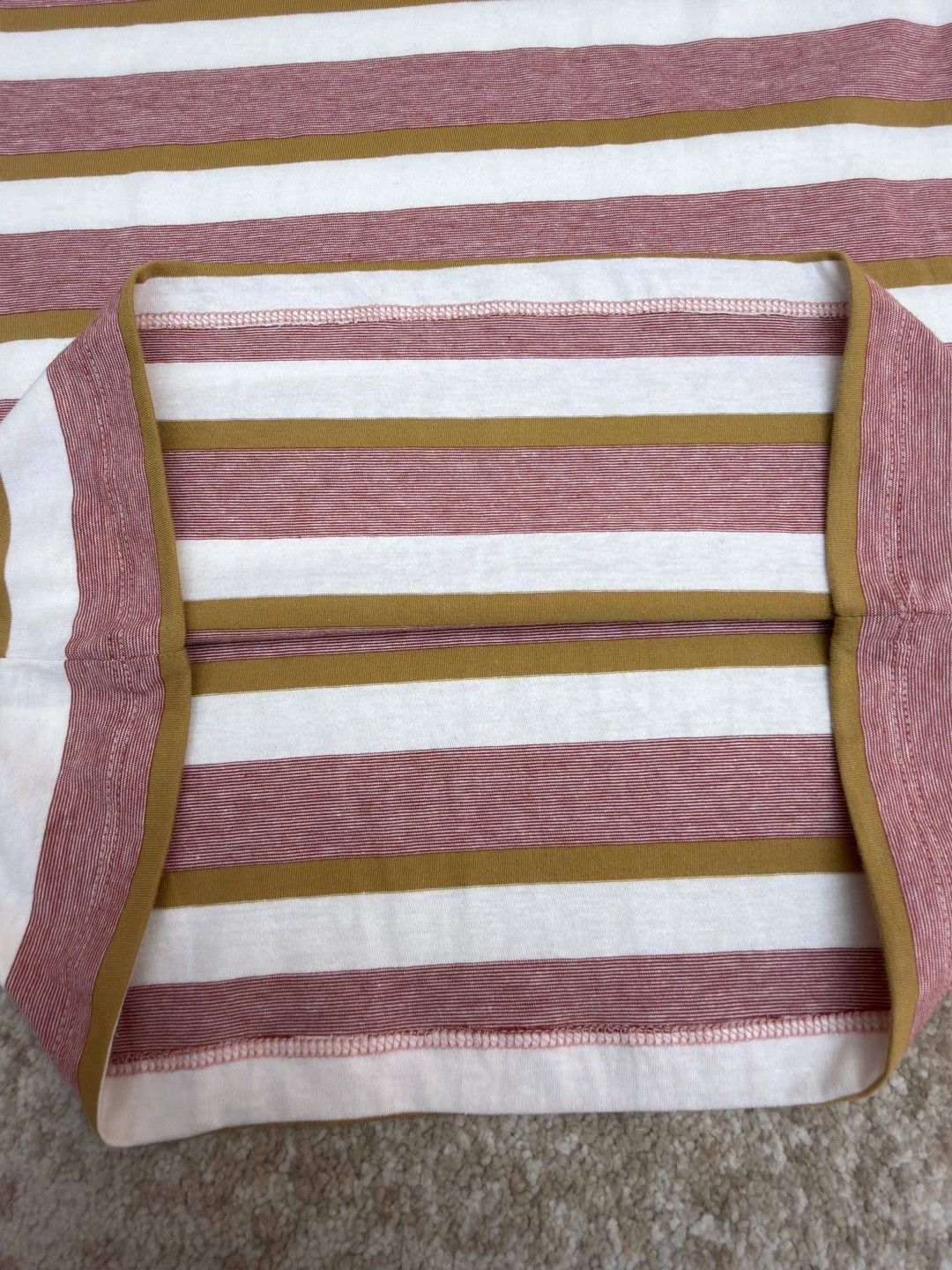 PRADA 普拉达 撞色徽标条纹圆领短袖 T恤 女款 夏季 肉粉色 A0 39662-19AT-F05AD-S-OOO