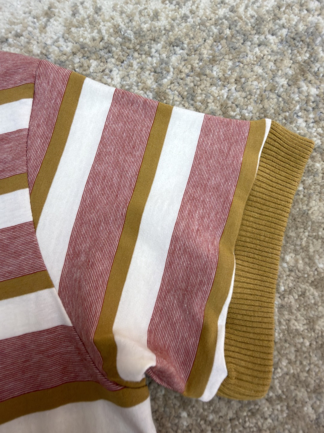 PRADA 普拉达 撞色徽标条纹圆领短袖 T恤 女款 夏季 肉粉色 A0 39662-19AT-F05AD-S-OOO