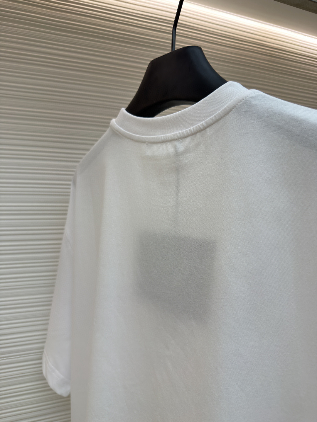 PRADA 普拉达 标志小绣花圆领短袖 T恤 夏季 白色 黑色 A0 