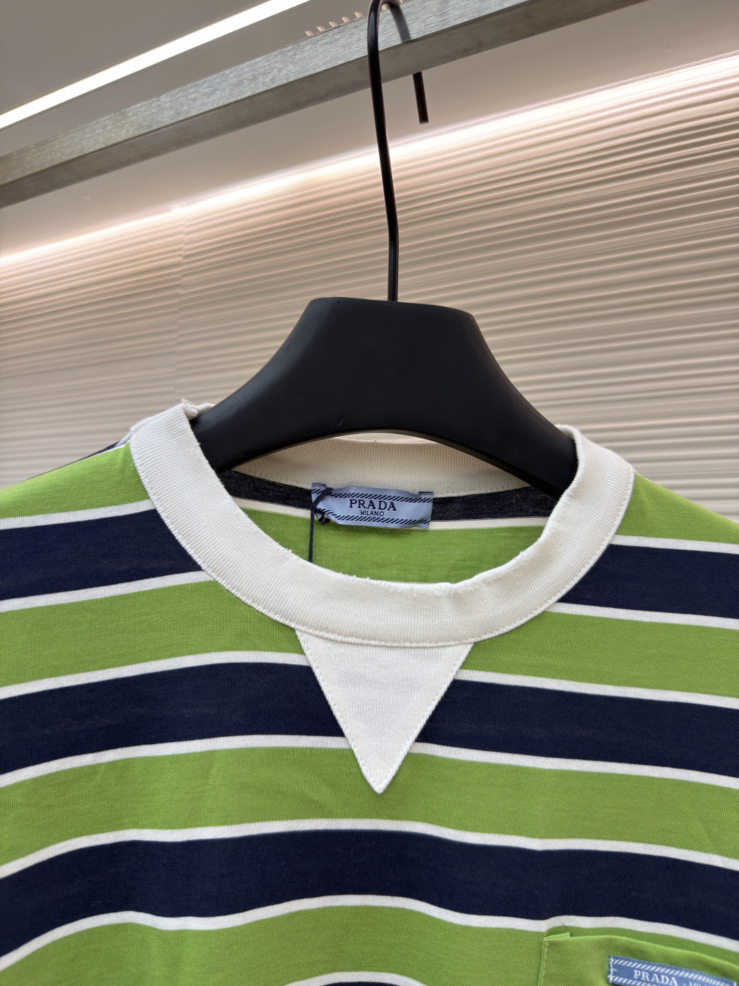 PRADA 普拉达 撞色条纹长袖T恤 打底衫 绿色 A5 39604-189P-F0UXL-S-OOO