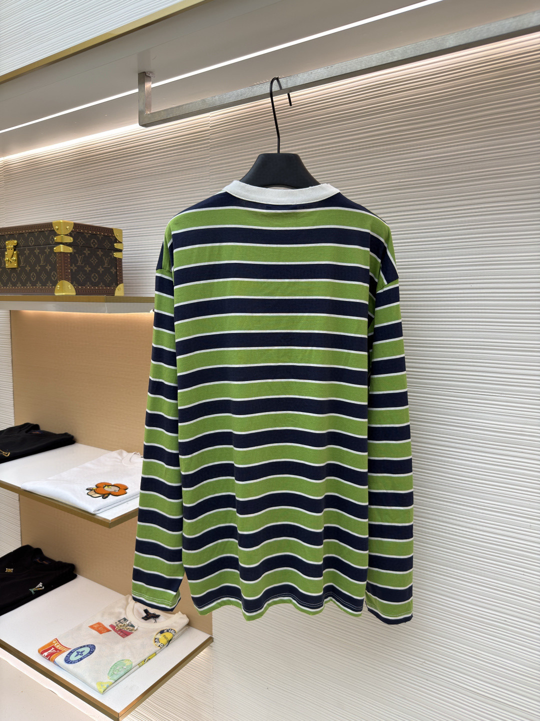 PRADA 普拉达 撞色条纹长袖T恤 打底衫 绿色 A5 39604-189P-F0UXL-S-OOO