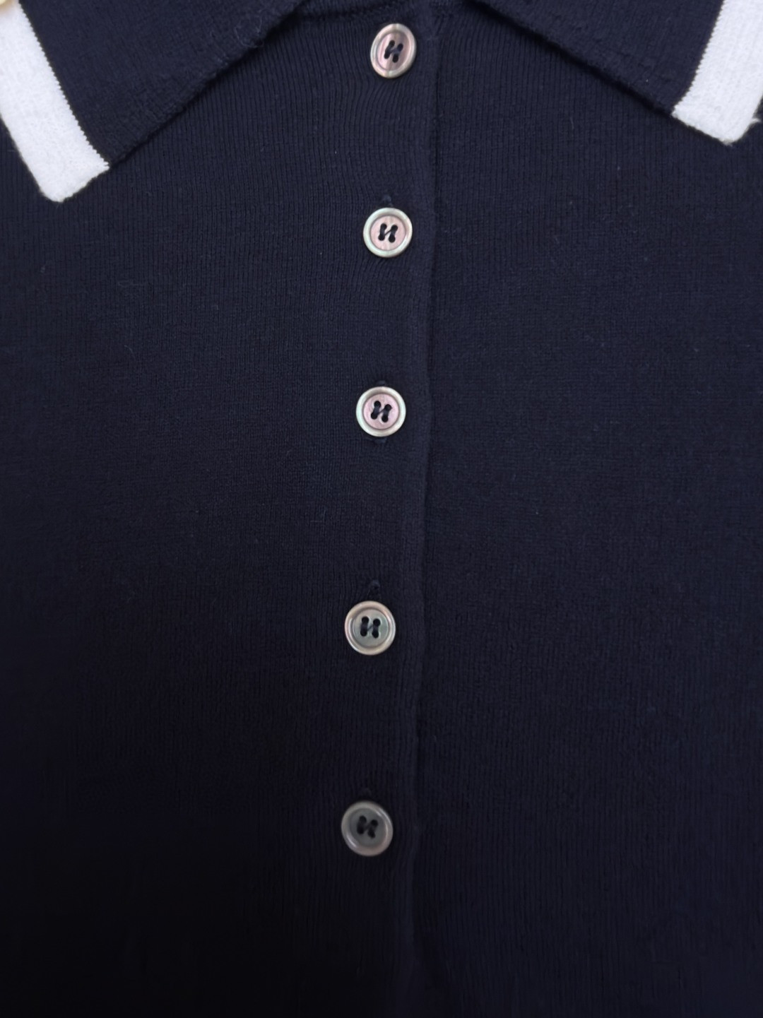 THOM BROWNE 背后小狗针织Polo衫 短袖 女款 白色 藏蓝色 B0 FKP137BY3036-100