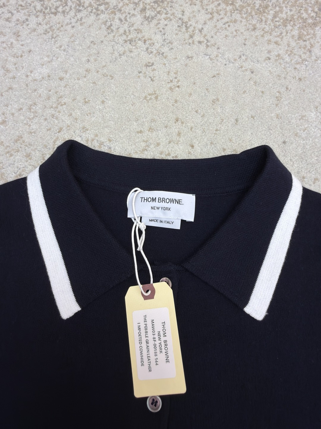 THOM BROWNE 背后小狗针织Polo衫 短袖 女款 白色 藏蓝色 B0 FKP137BY3036-100