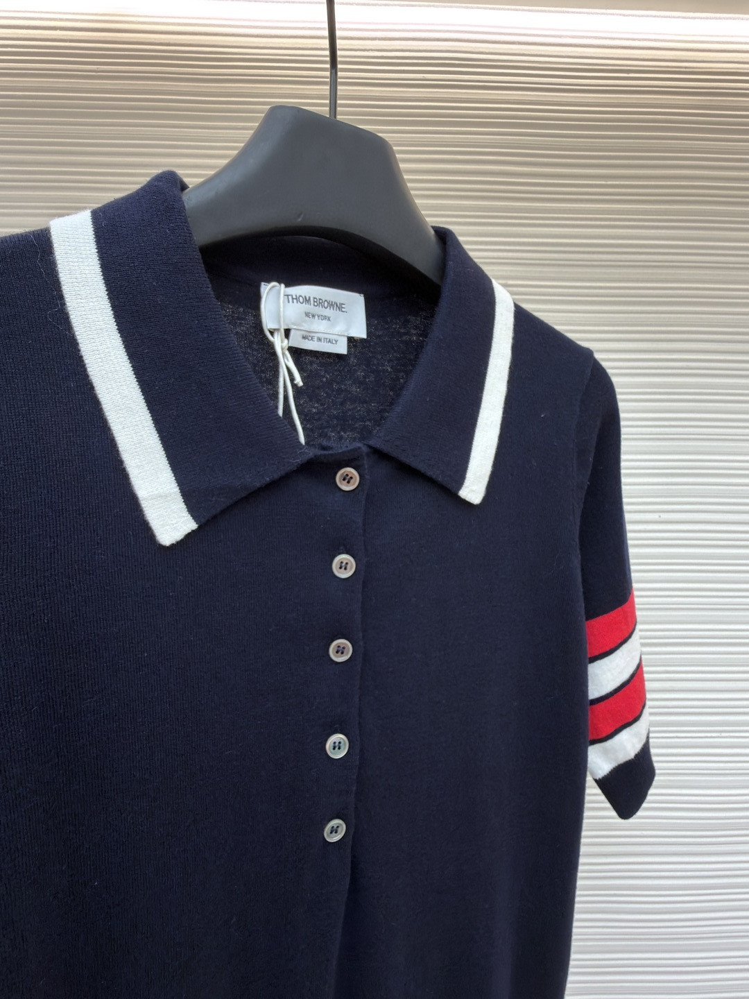 THOM BROWNE 背后小狗针织Polo衫 短袖 女款 白色 藏蓝色 B0 FKP137BY3036-100