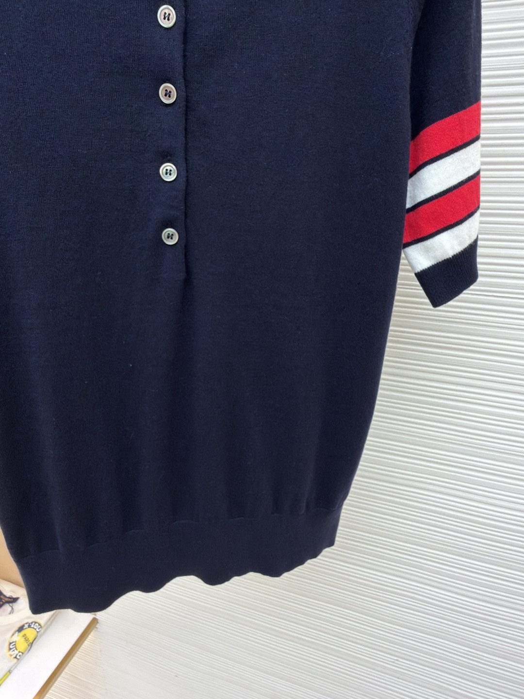THOM BROWNE 背后小狗针织Polo衫 短袖 女款 白色 藏蓝色 B0 FKP137BY3036-100
