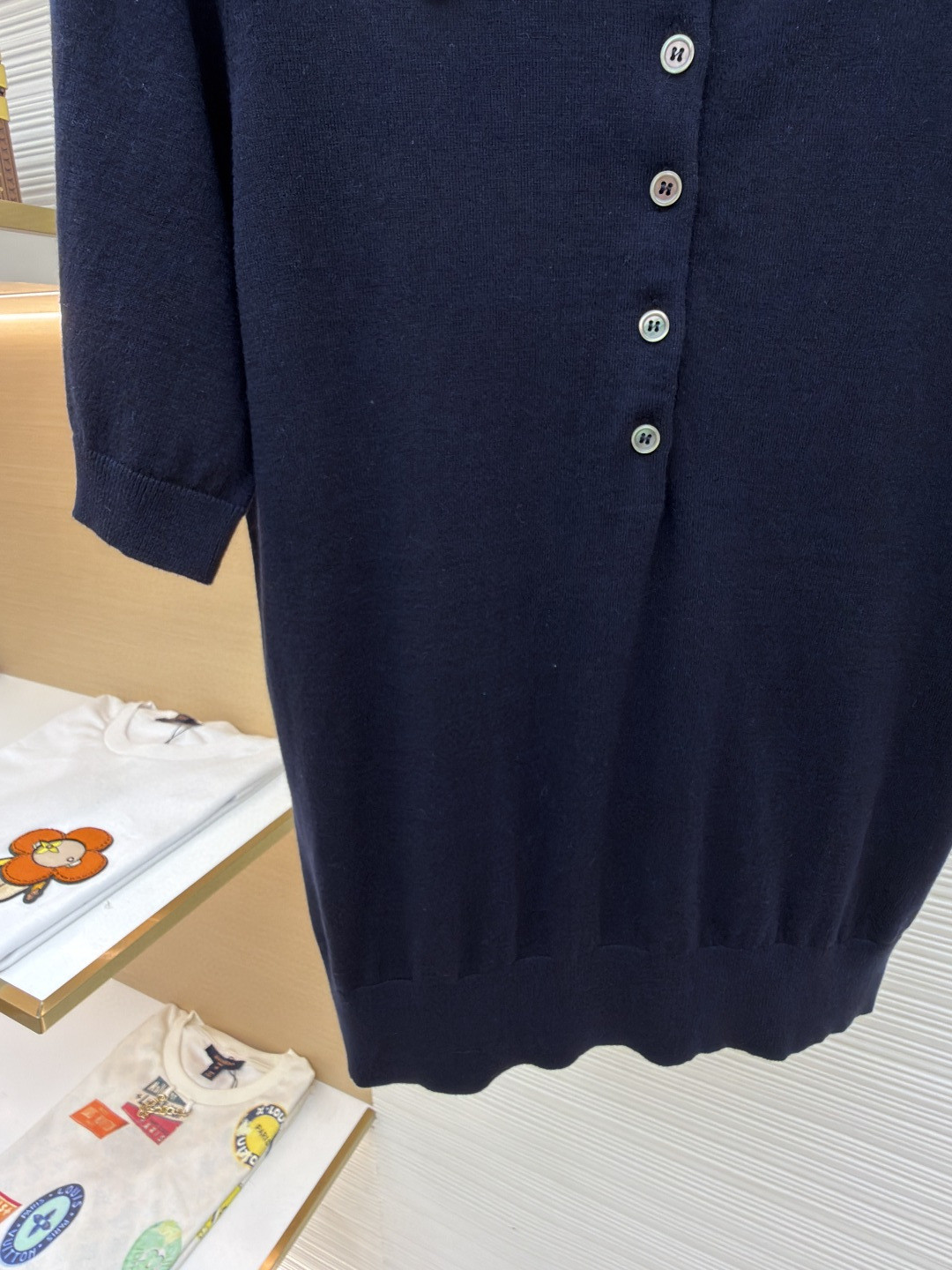 THOM BROWNE 背后小狗针织Polo衫 短袖 女款 白色 藏蓝色 B0 FKP137BY3036-100