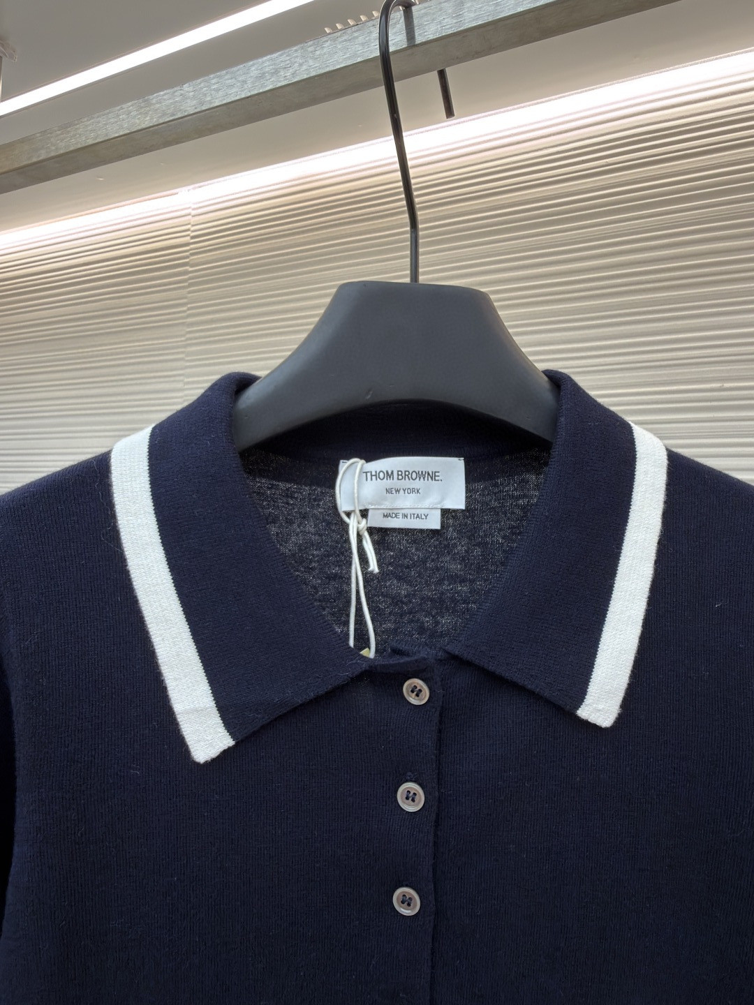 THOM BROWNE 背后小狗针织Polo衫 短袖 女款 白色 藏蓝色 B0 FKP137BY3036-100
