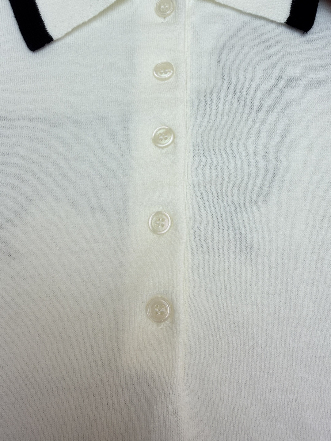 THOM BROWNE 背后小狗针织Polo衫 短袖 女款 白色 藏蓝色 B0 FKP137BY3036-100