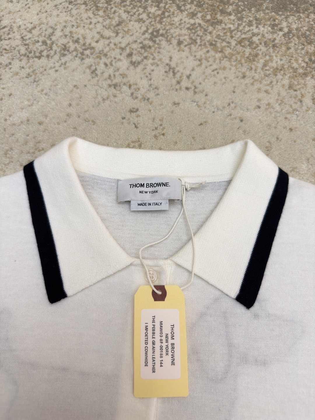 THOM BROWNE 背后小狗针织Polo衫 短袖 女款 白色 藏蓝色 B0 FKP137BY3036-100