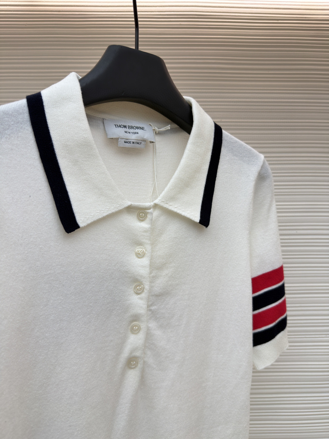 THOM BROWNE 背后小狗针织Polo衫 短袖 女款 白色 藏蓝色 B0 FKP137BY3036-100