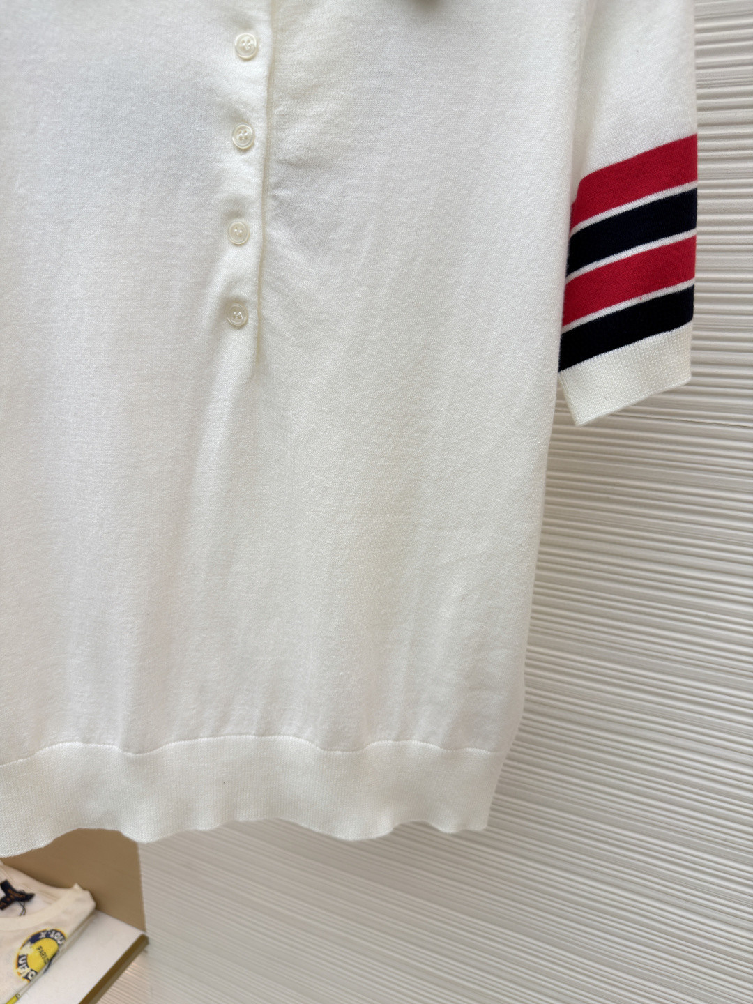 THOM BROWNE 背后小狗针织Polo衫 短袖 女款 白色 藏蓝色 B0 FKP137BY3036-100
