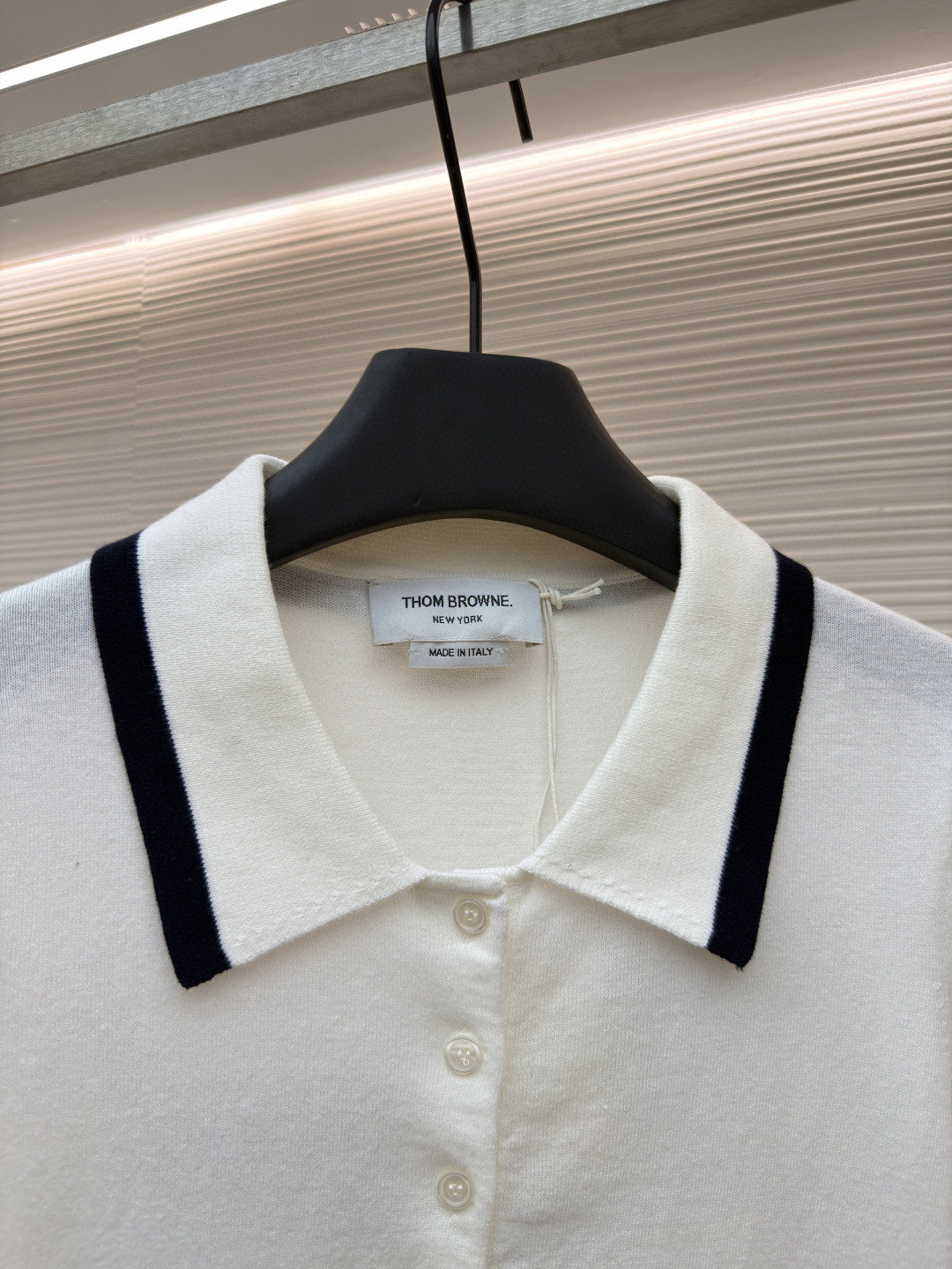 THOM BROWNE 背后小狗针织Polo衫 短袖 女款 白色 藏蓝色 B0 FKP137BY3036-100