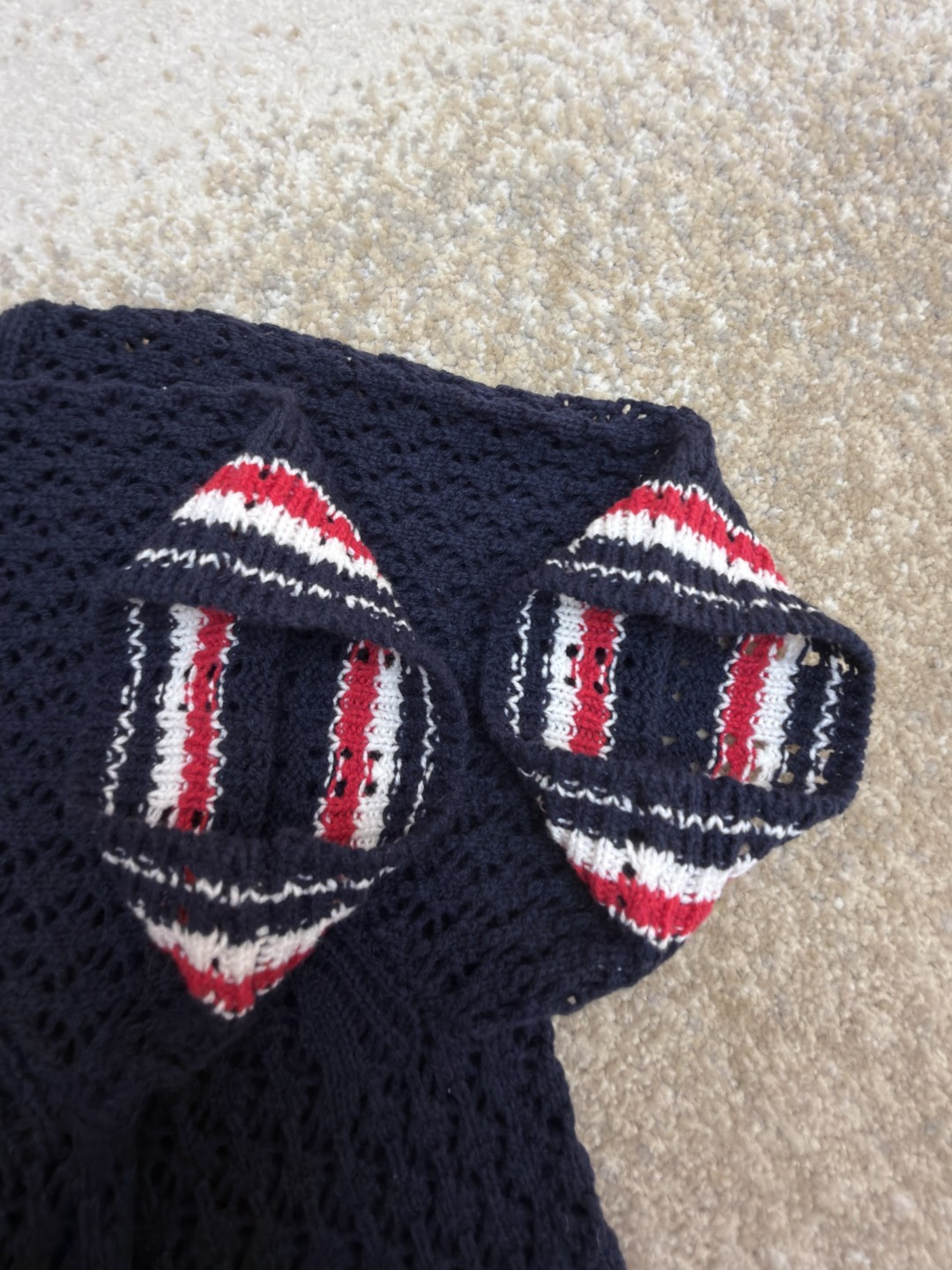 THOM BROWNE 条纹镂空针织衫 开衫 短袖 女款 灰色 蓝色 藏蓝色 粉色 B0 FKC694A-Y3062-065