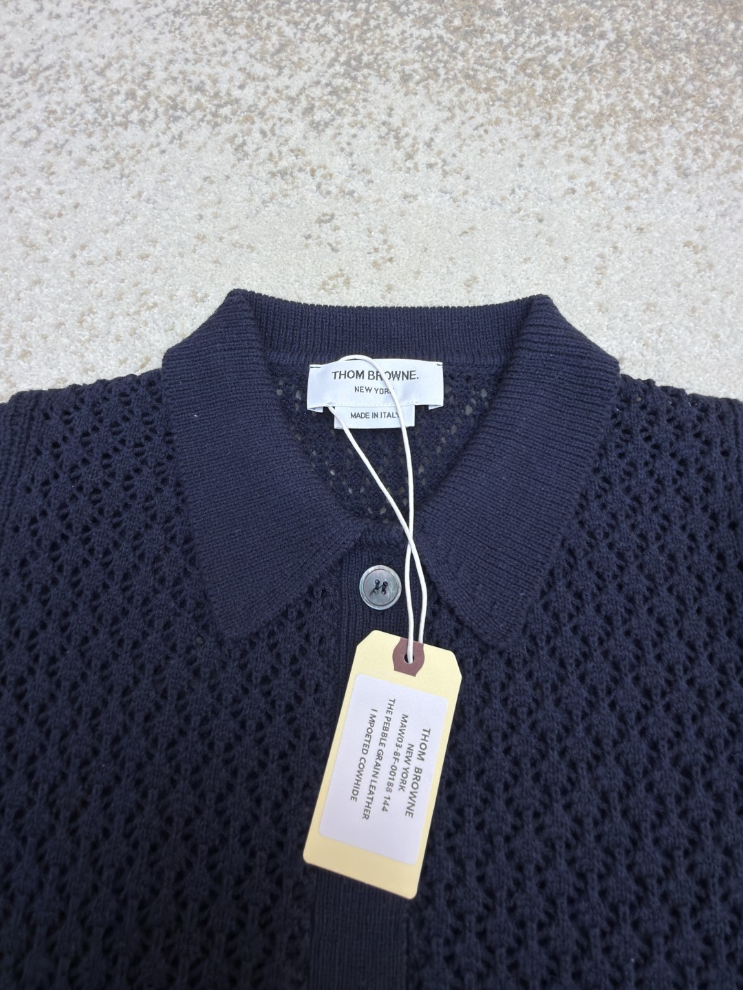 THOM BROWNE 条纹镂空针织衫 开衫 短袖 女款 灰色 蓝色 藏蓝色 粉色 B0 FKC694A-Y3062-065