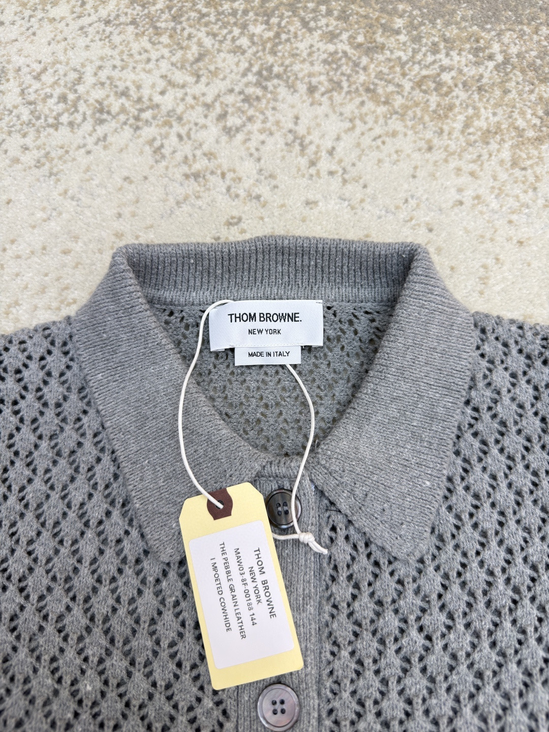 THOM BROWNE 条纹镂空针织衫 开衫 短袖 女款 灰色 蓝色 藏蓝色 粉色 B0 FKC694A-Y3062-065