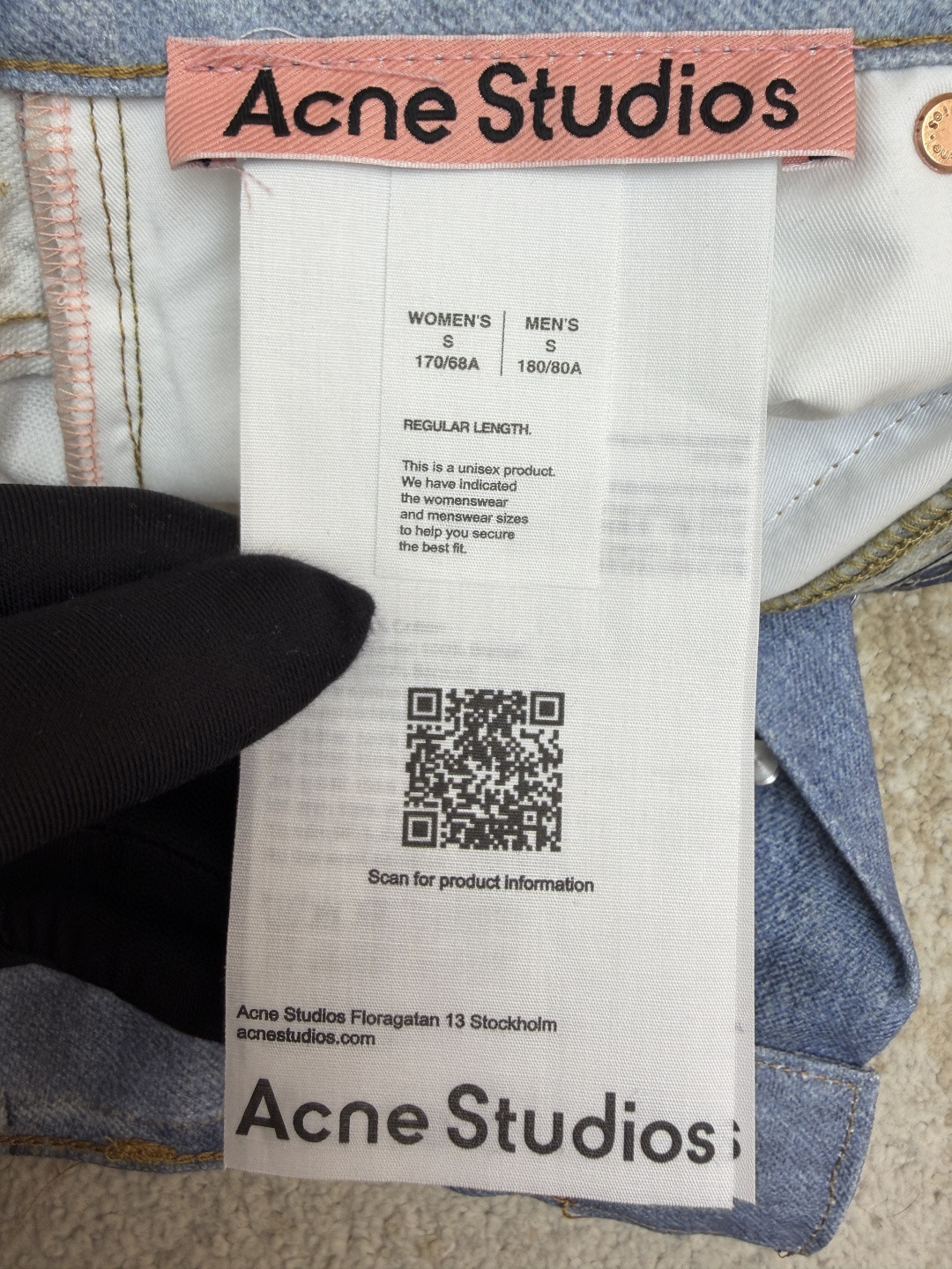 Acne Studios 错视印花染色做旧牛仔短裤 七分裤 牛仔裤 裤子 蓝色 B0