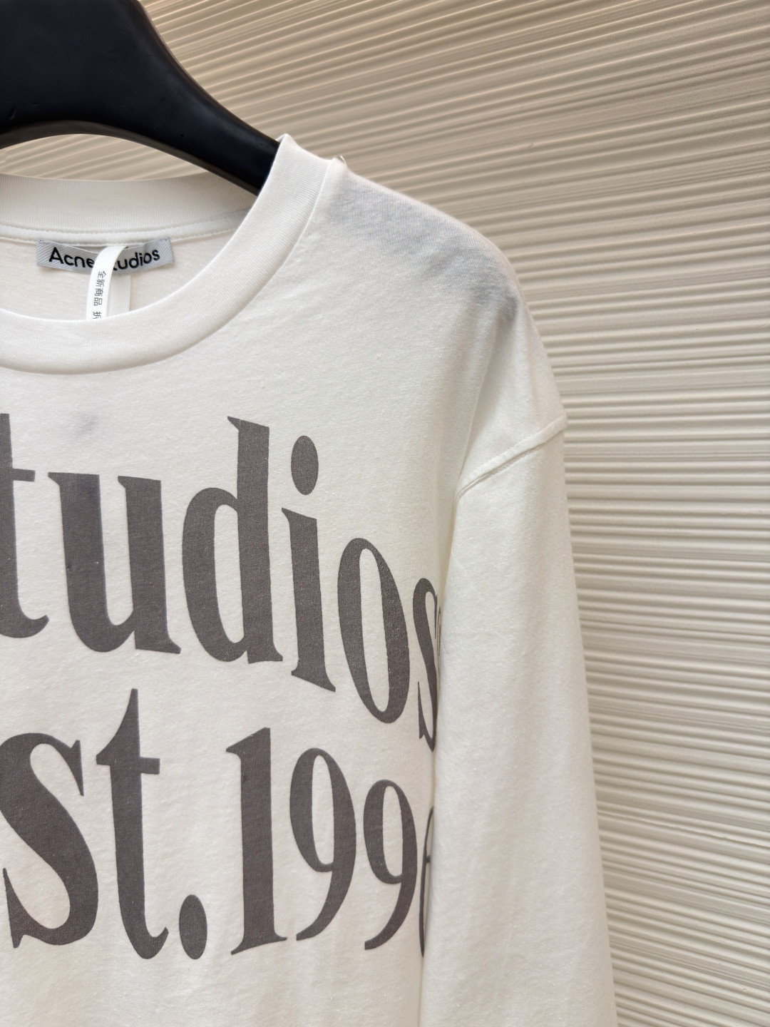 Acne Studios 1996宽松字母数字印花圆领T恤 打底衫 长袖 白色 A5 AL0512-AEG