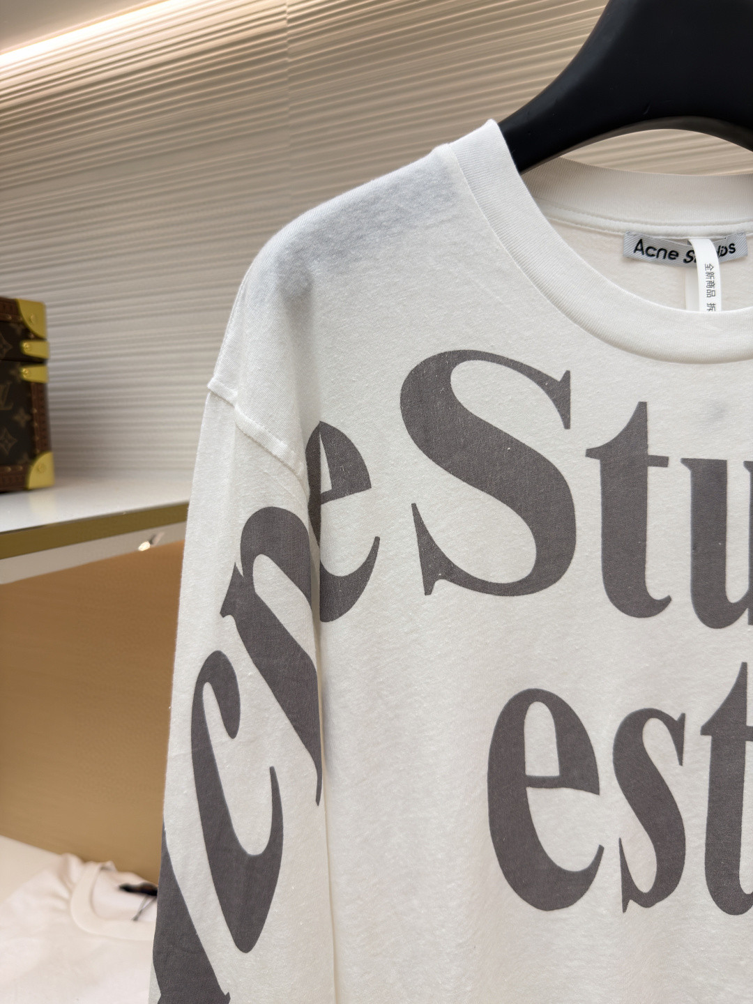 Acne Studios 1996宽松字母数字印花圆领T恤 打底衫 长袖 白色 A5 AL0512-AEG