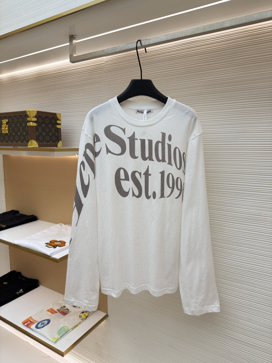 Acne Studios 1996宽松字母数字印花圆领T恤 打底衫 长袖 白色 A5 AL0512-AEG