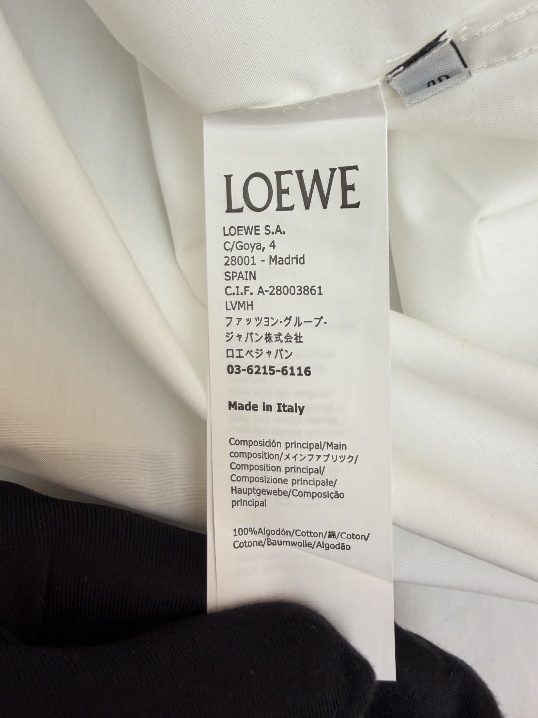 LOEWE 罗意威 口袋刺绣衬衫 外套 长袖 白色 黑色 B0 H526Y05WDX-2100